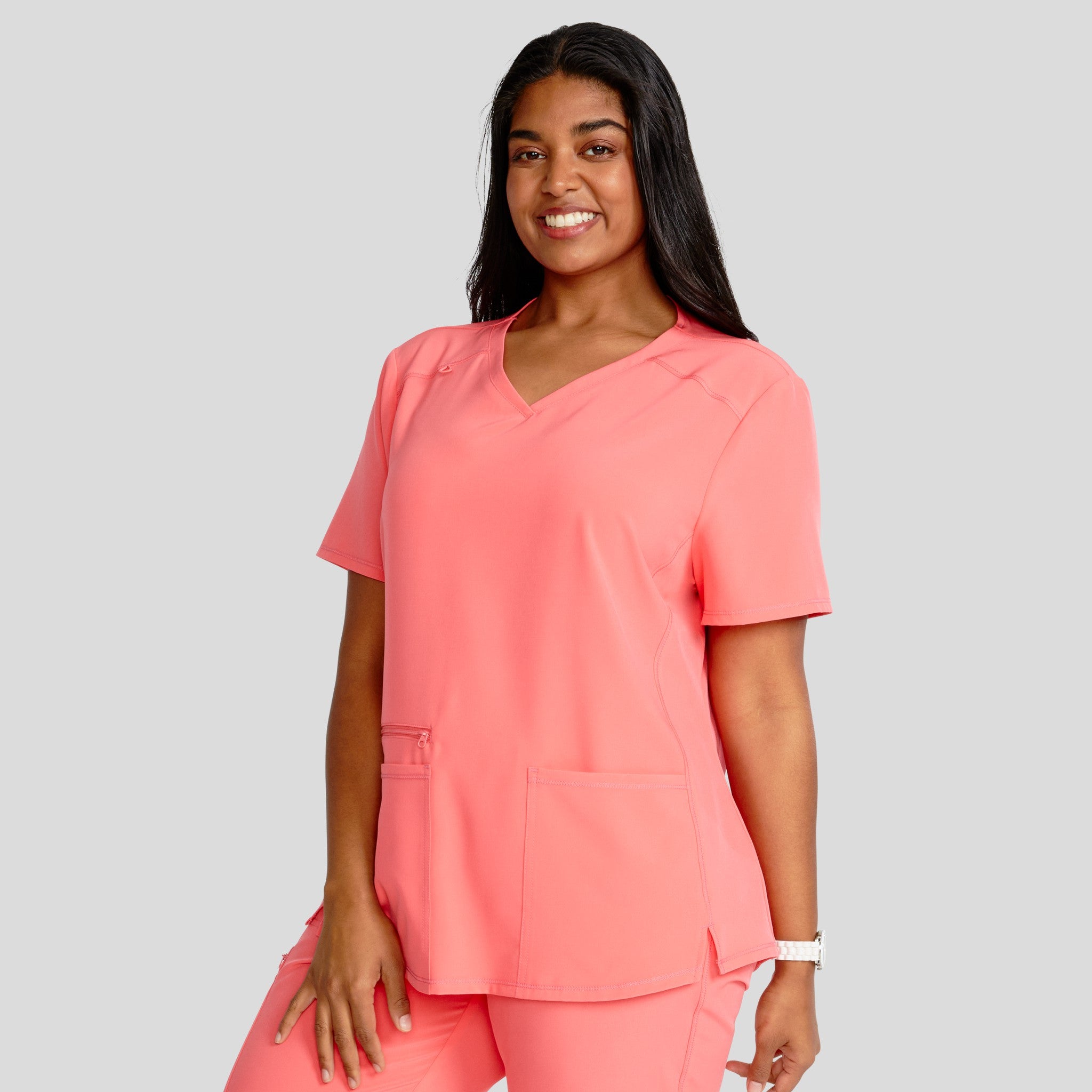 V-Neck Top With Badge Loop