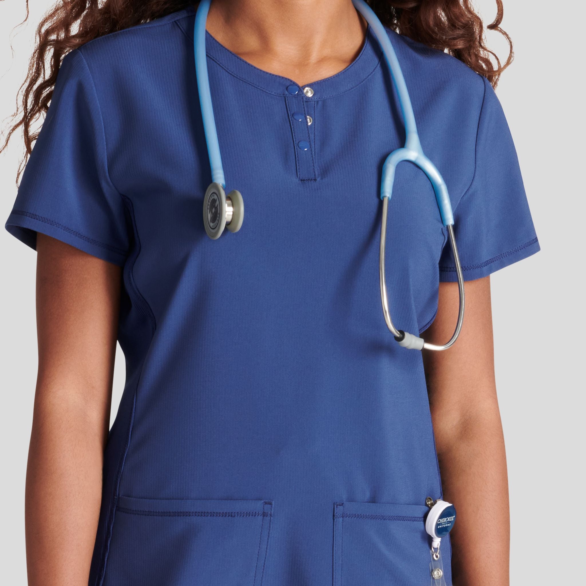Women's Henley Solid Scrub Top