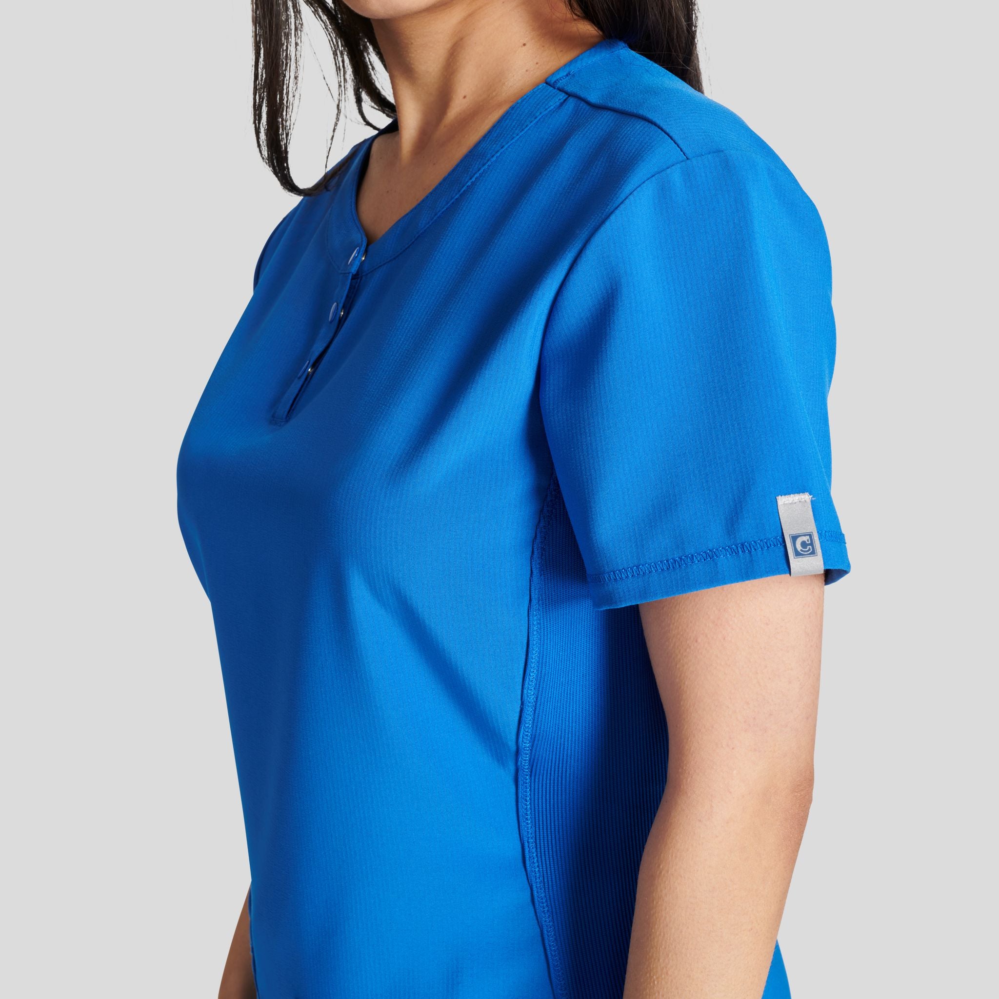 Women's Henley Solid Scrub Top