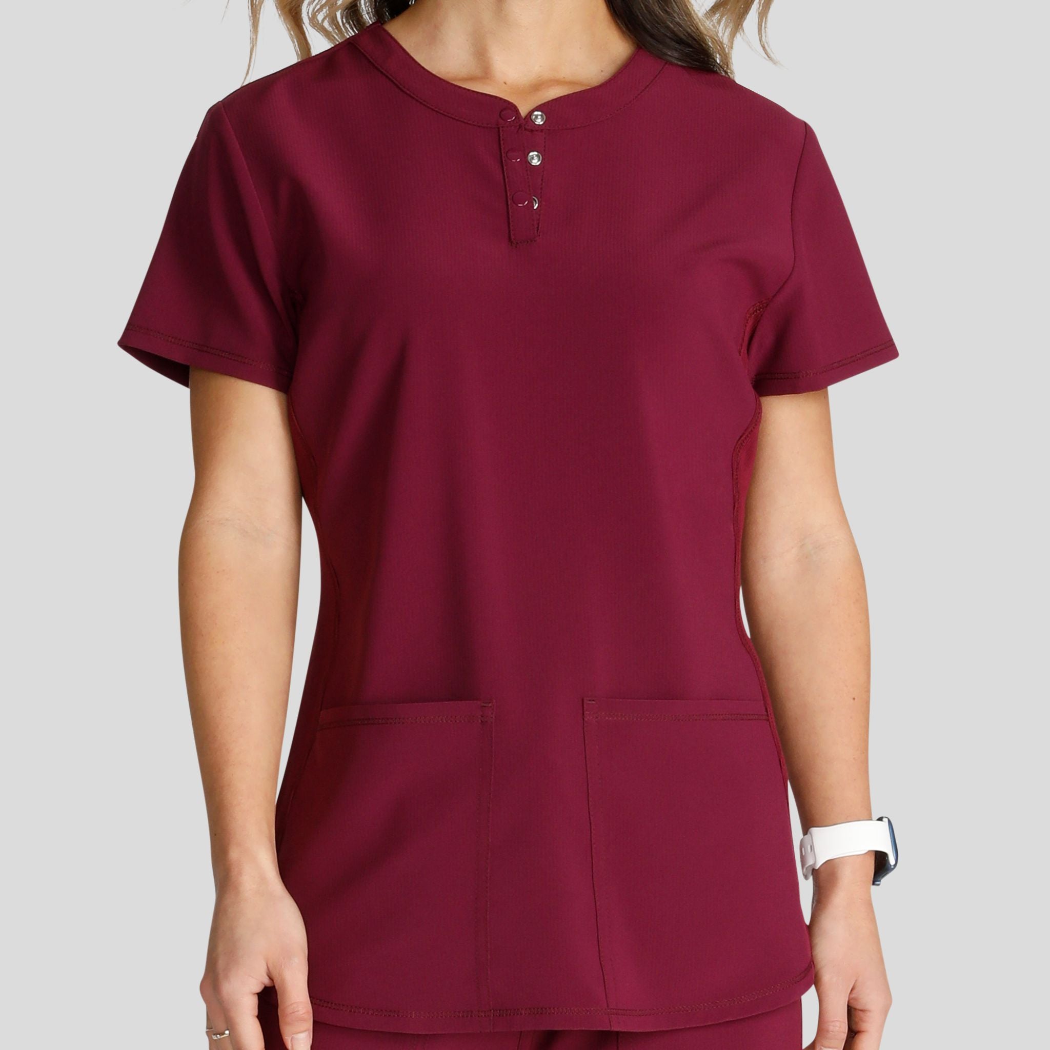 Women's Henley Solid Scrub Top