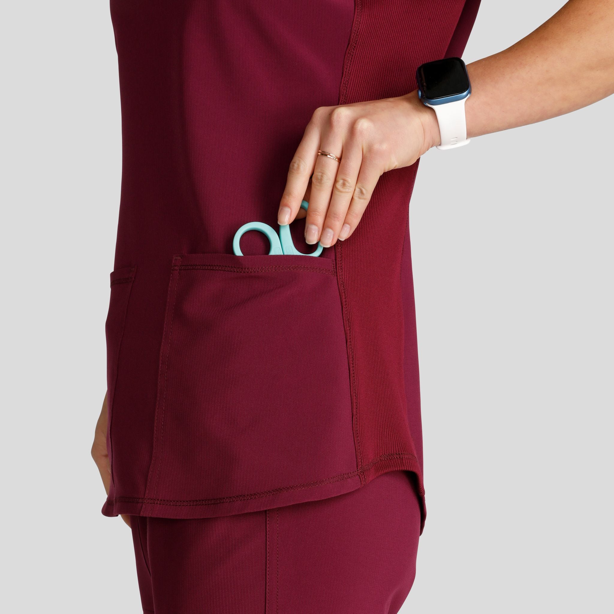 Women's Henley Solid Scrub Top