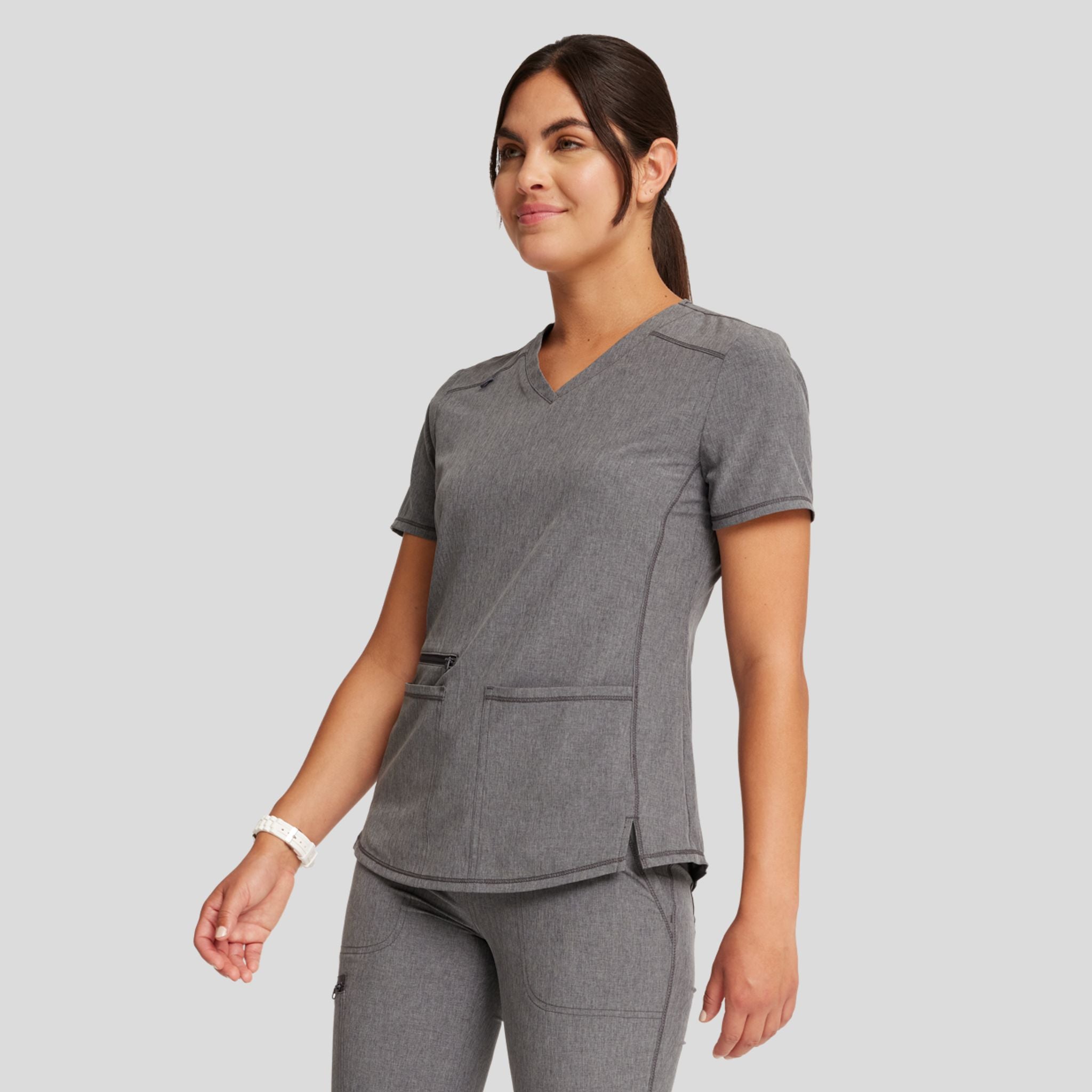 V-Neck Top With Badge Loop