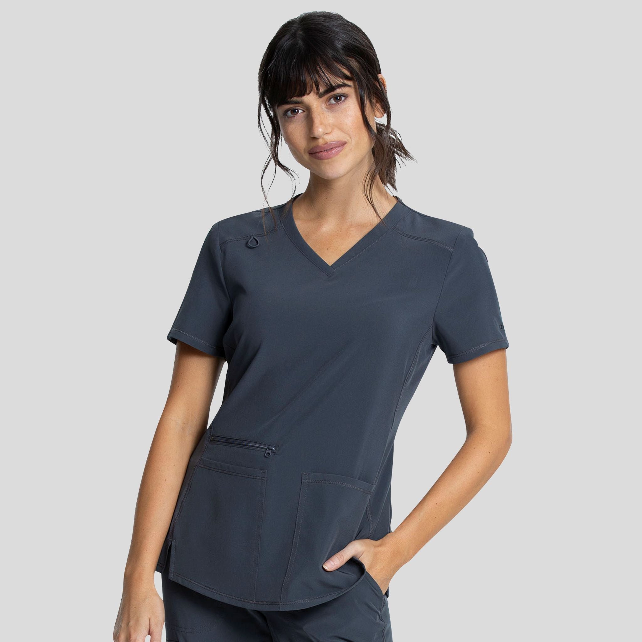V-Neck Top With Badge Loop