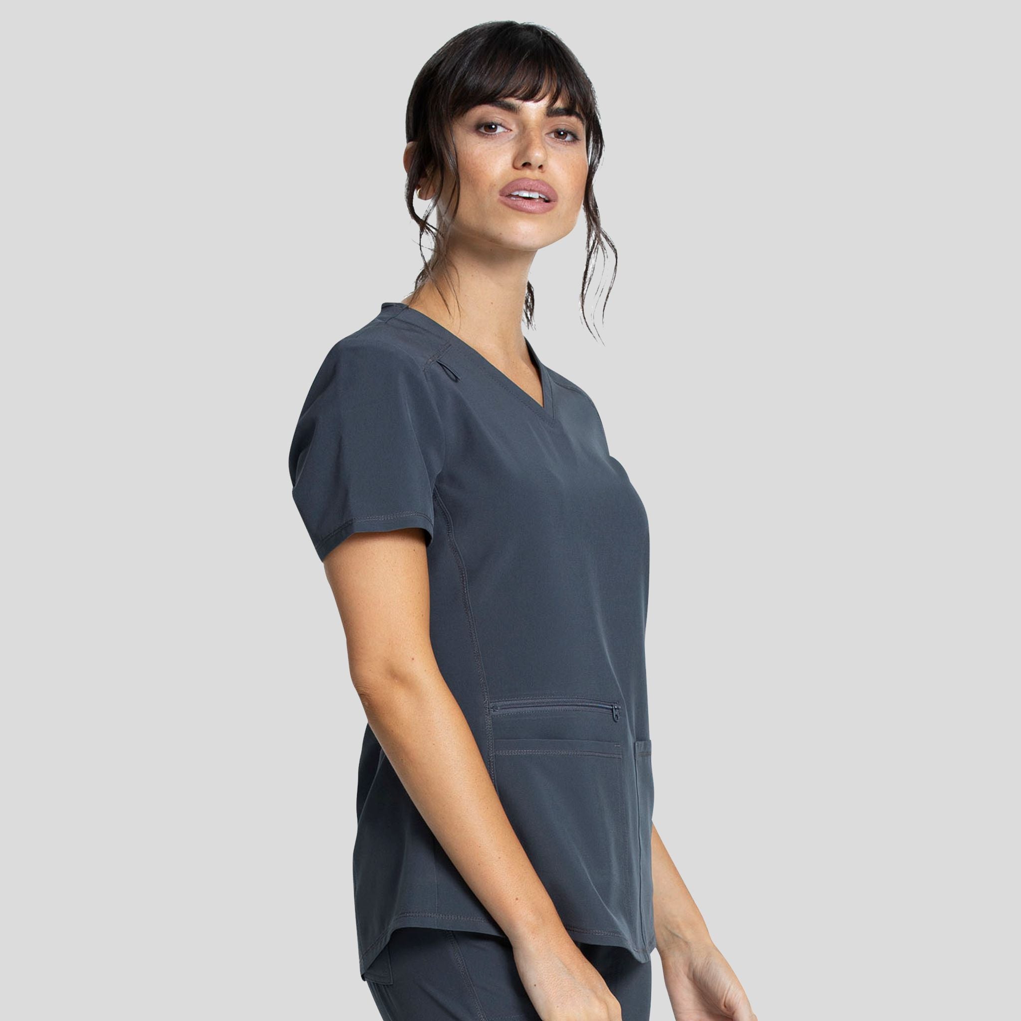 V-Neck Top With Badge Loop