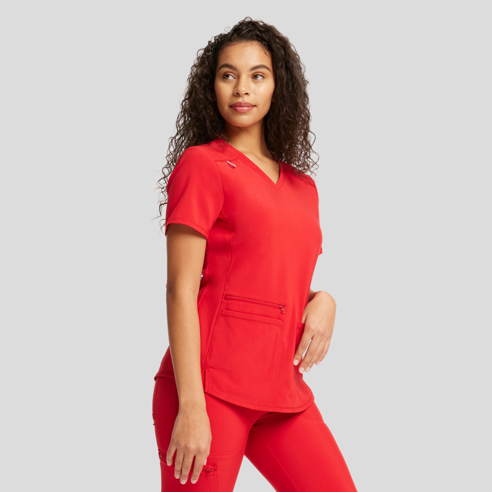 V-Neck Top With Badge Loop