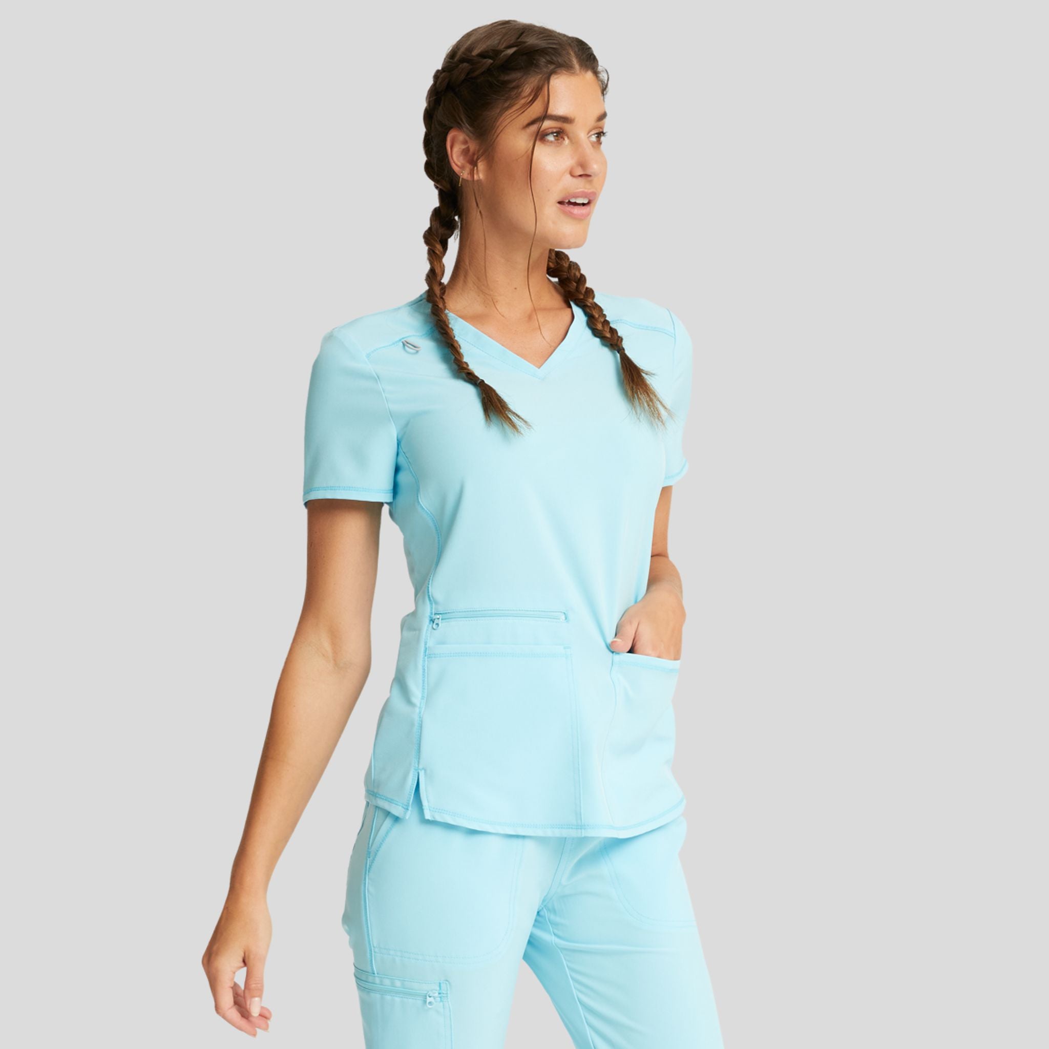 V-Neck Top With Badge Loop