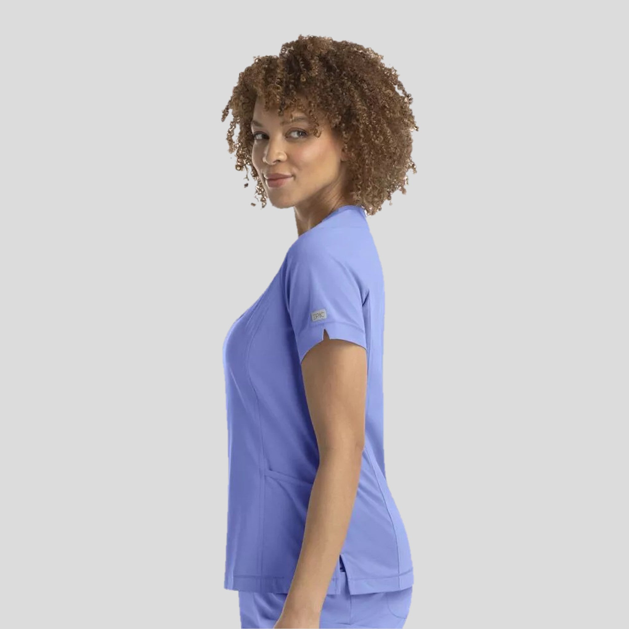 Notched Crew Neck Top