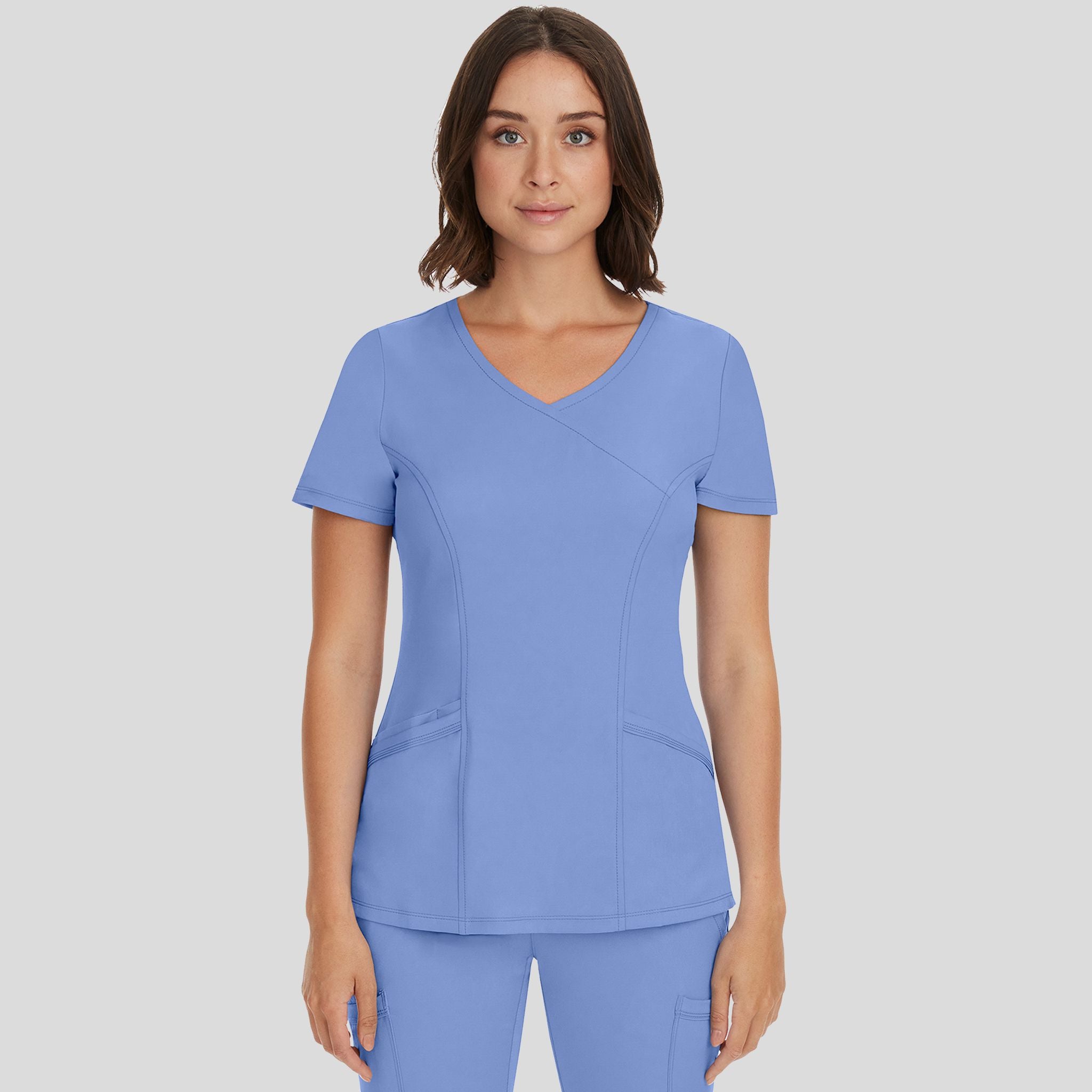 Women's Madison Mock Wrap Solid Scrub Top