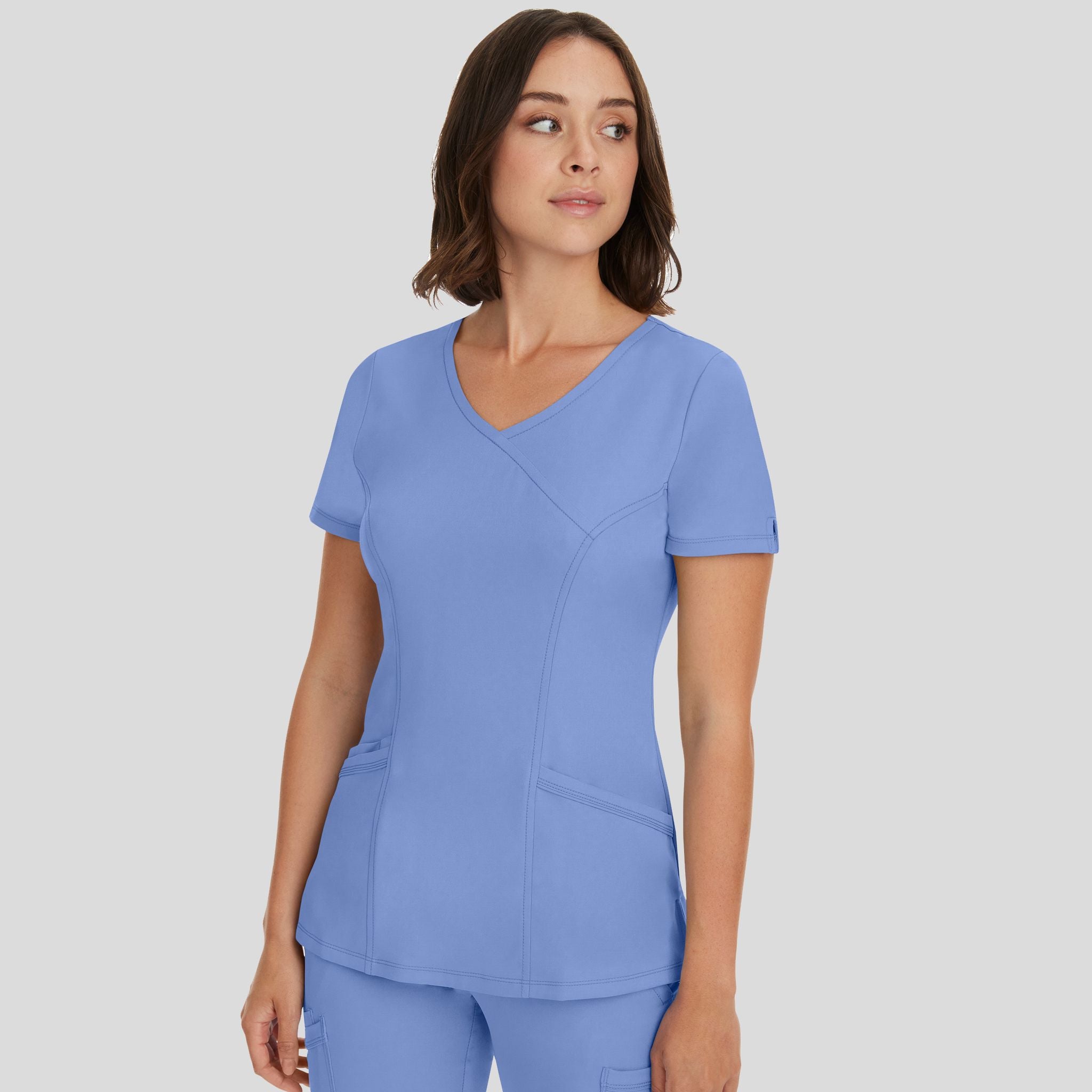 Women's Madison Mock Wrap Solid Scrub Top