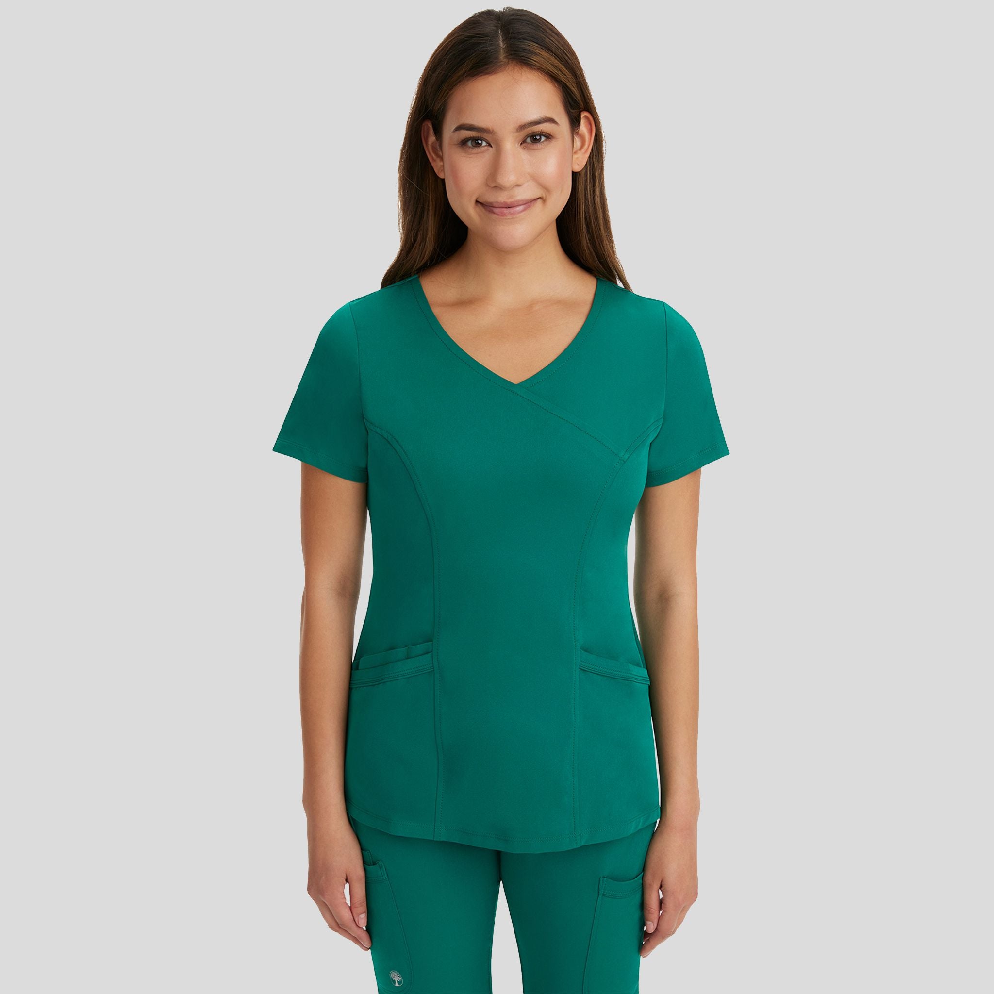 Women's Madison Mock Wrap Solid Scrub Top