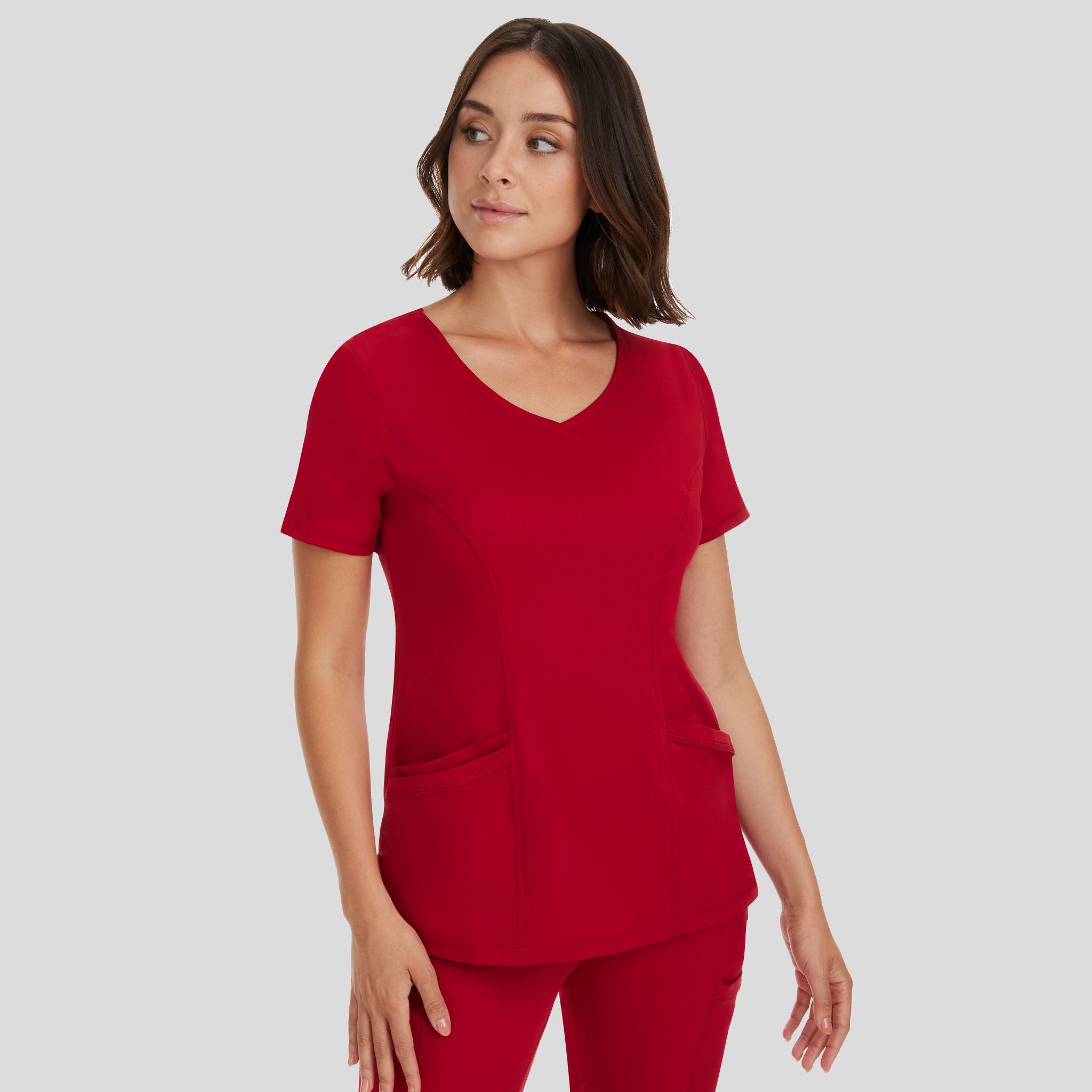 Women's Madison Mock Wrap Solid Scrub Top