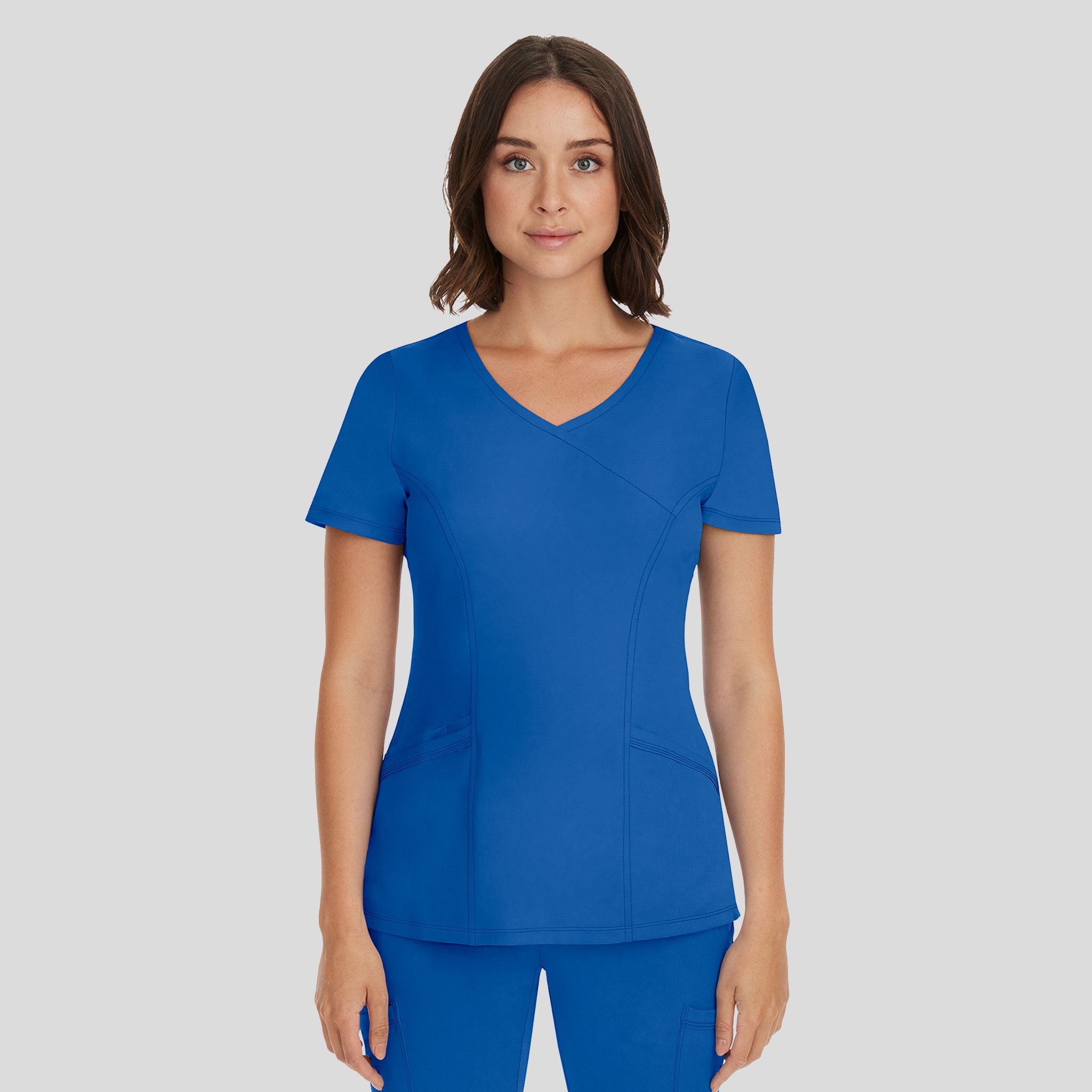 Women's Madison Mock Wrap Solid Scrub Top