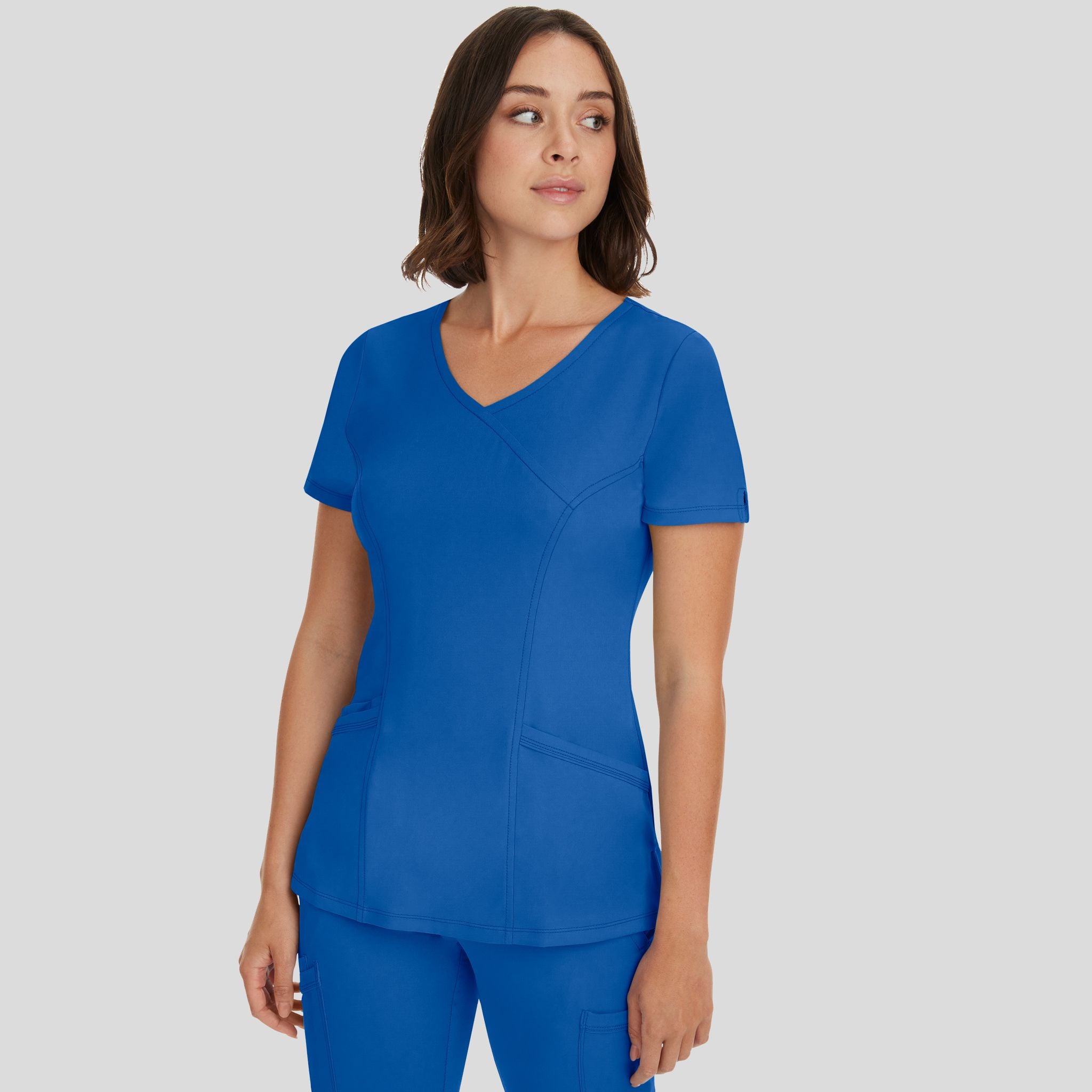 Women's Madison Mock Wrap Solid Scrub Top