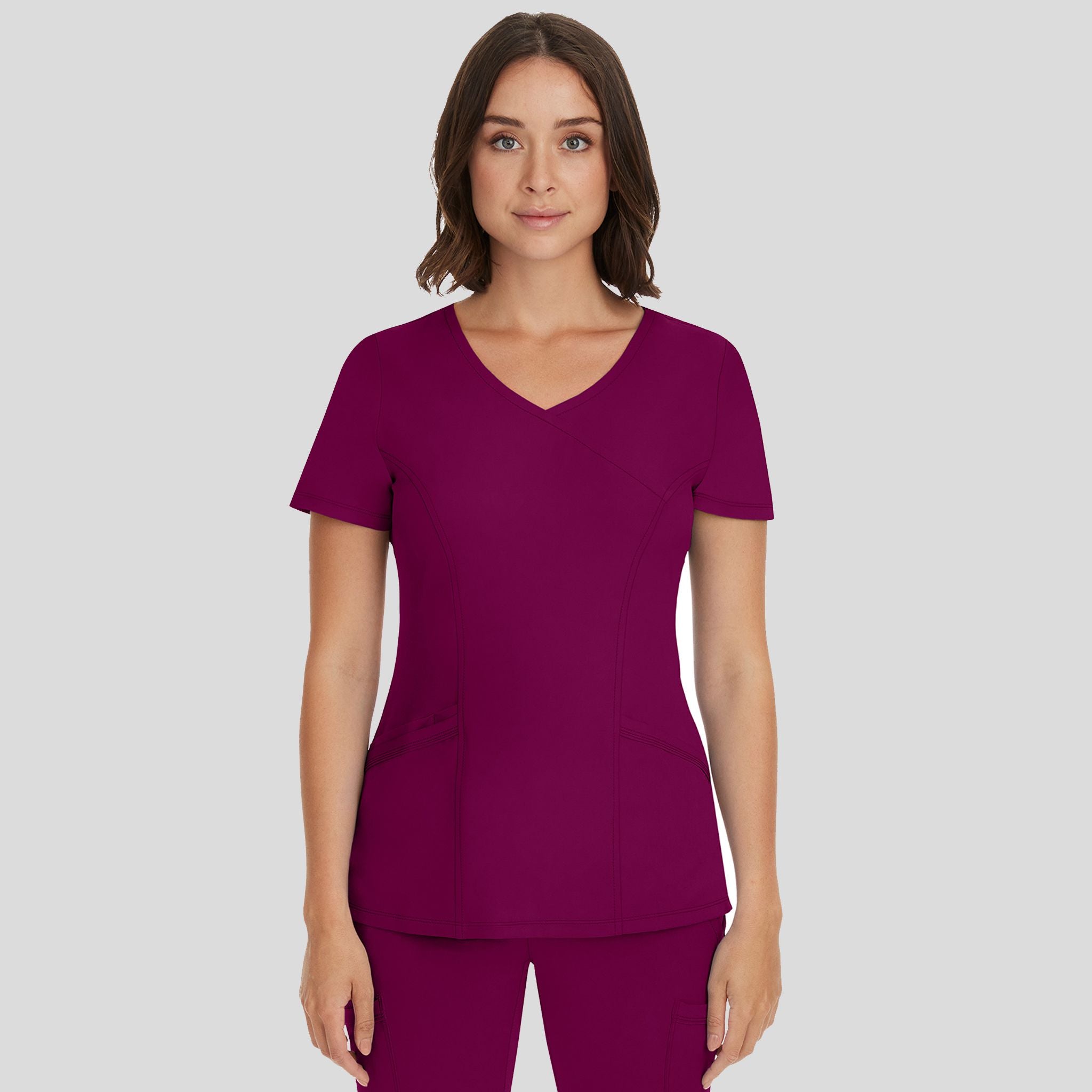 Women's Madison Mock Wrap Solid Scrub Top