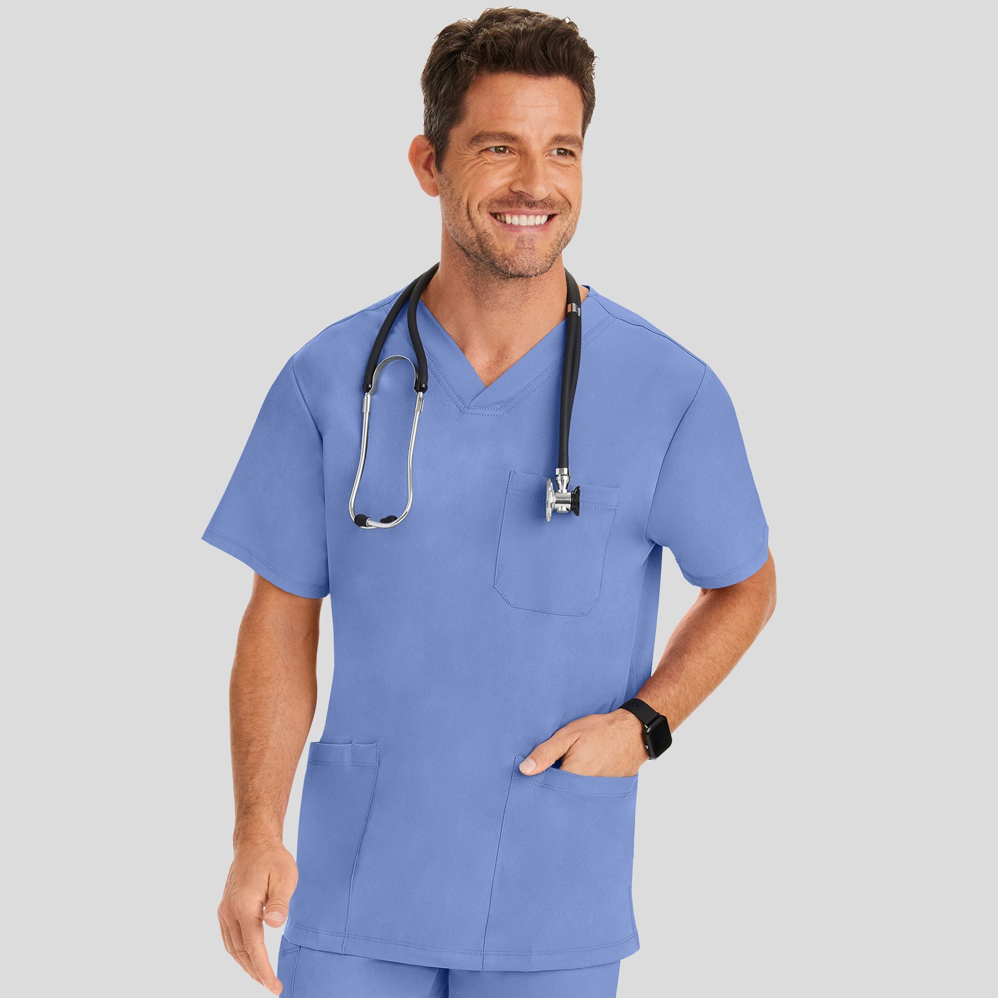 Men's Matthew V-Neck Solid Scrub Top