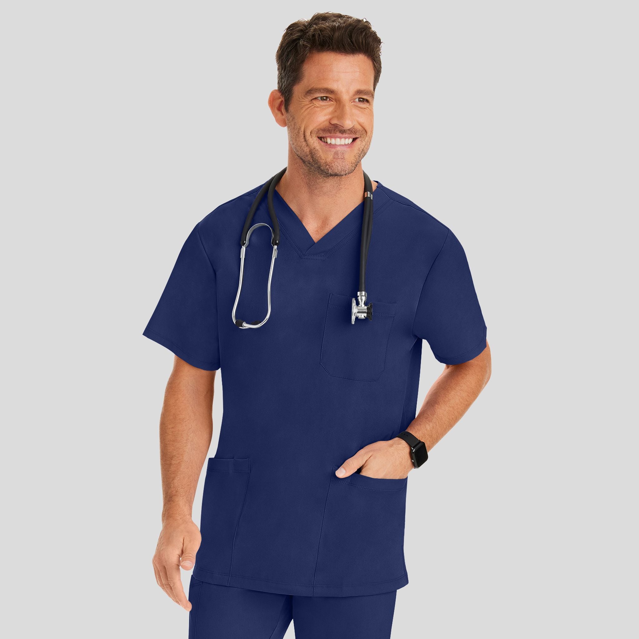 Men's Matthew V-Neck Solid Scrub Top