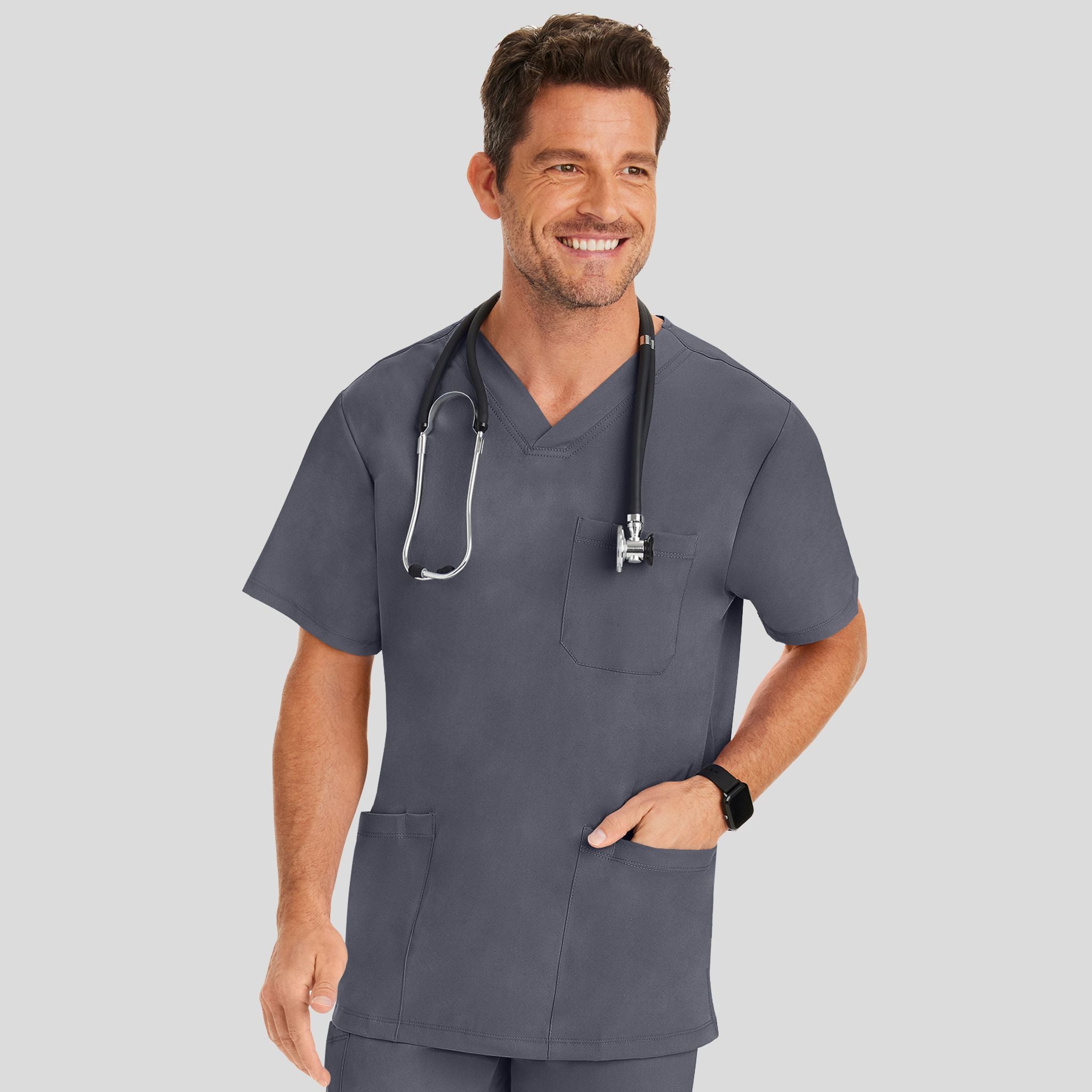 Men's Matthew V-Neck Solid Scrub Top