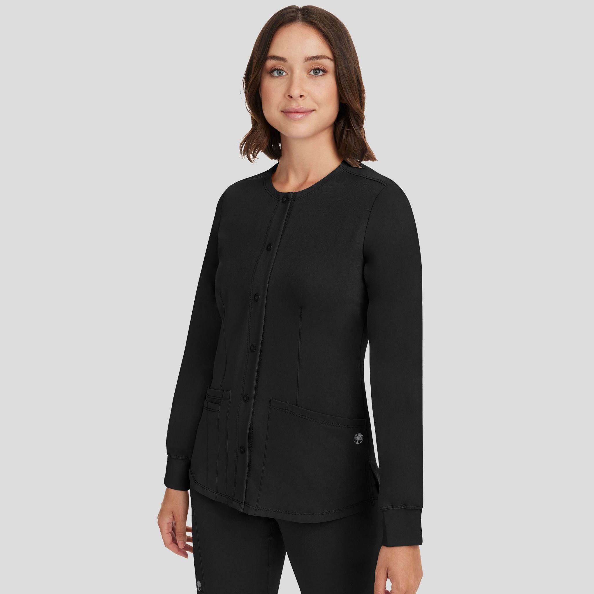 Women's Megan Button Front Solid Scrub Jacket