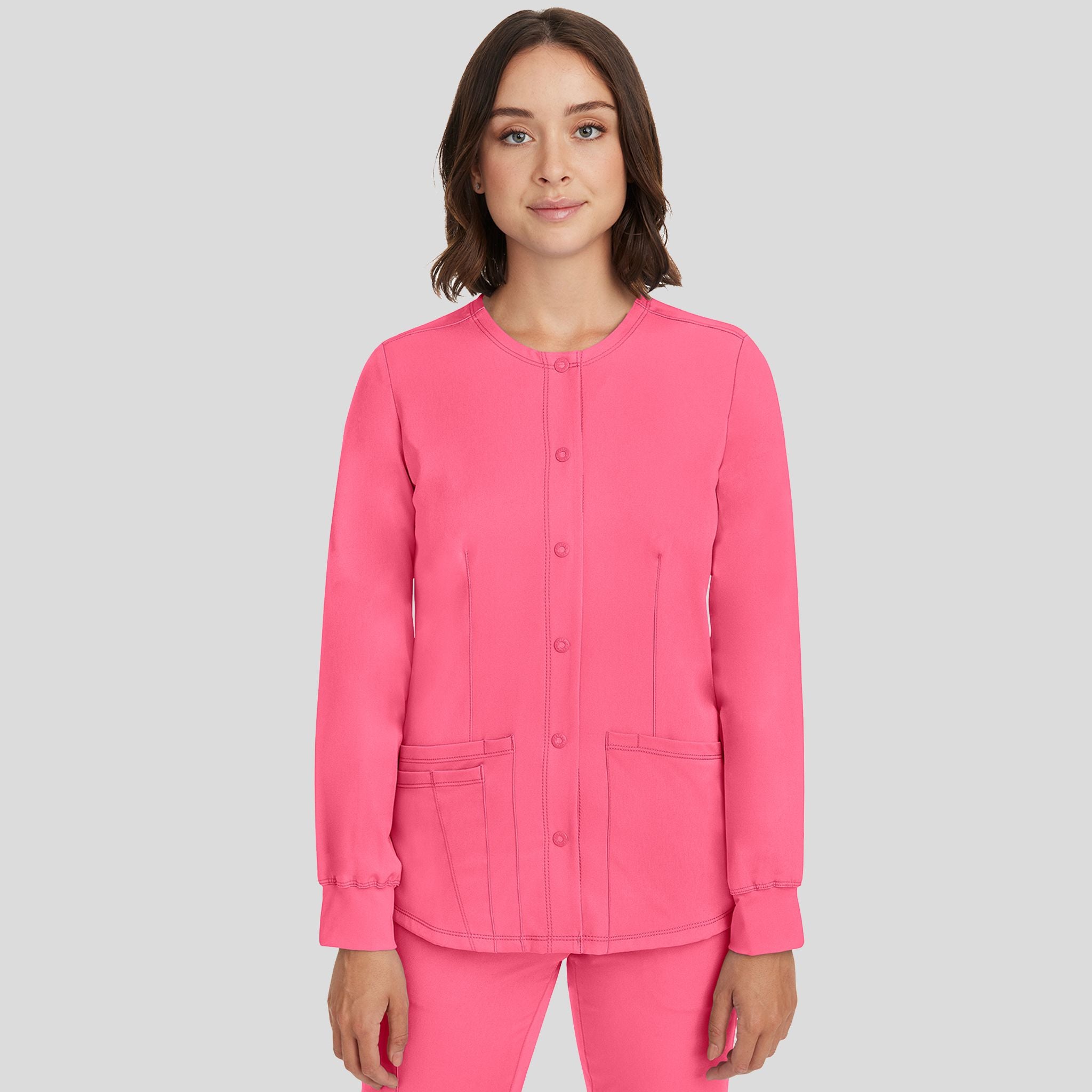Women's Megan Button Front Solid Scrub Jacket