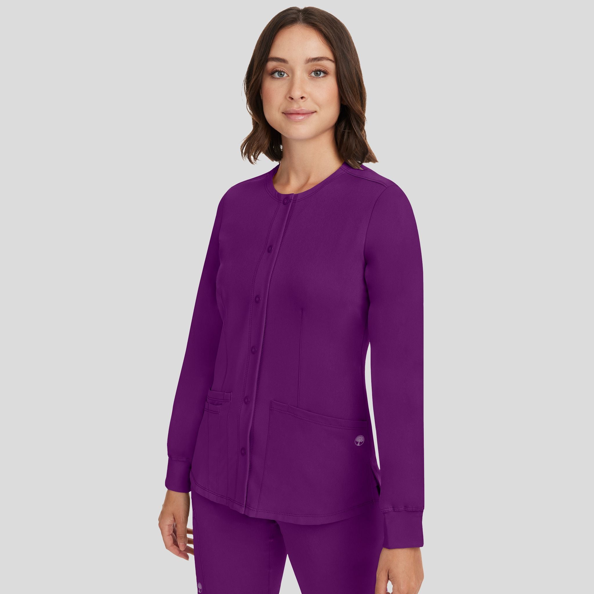 Women's Megan Button Front Solid Scrub Jacket