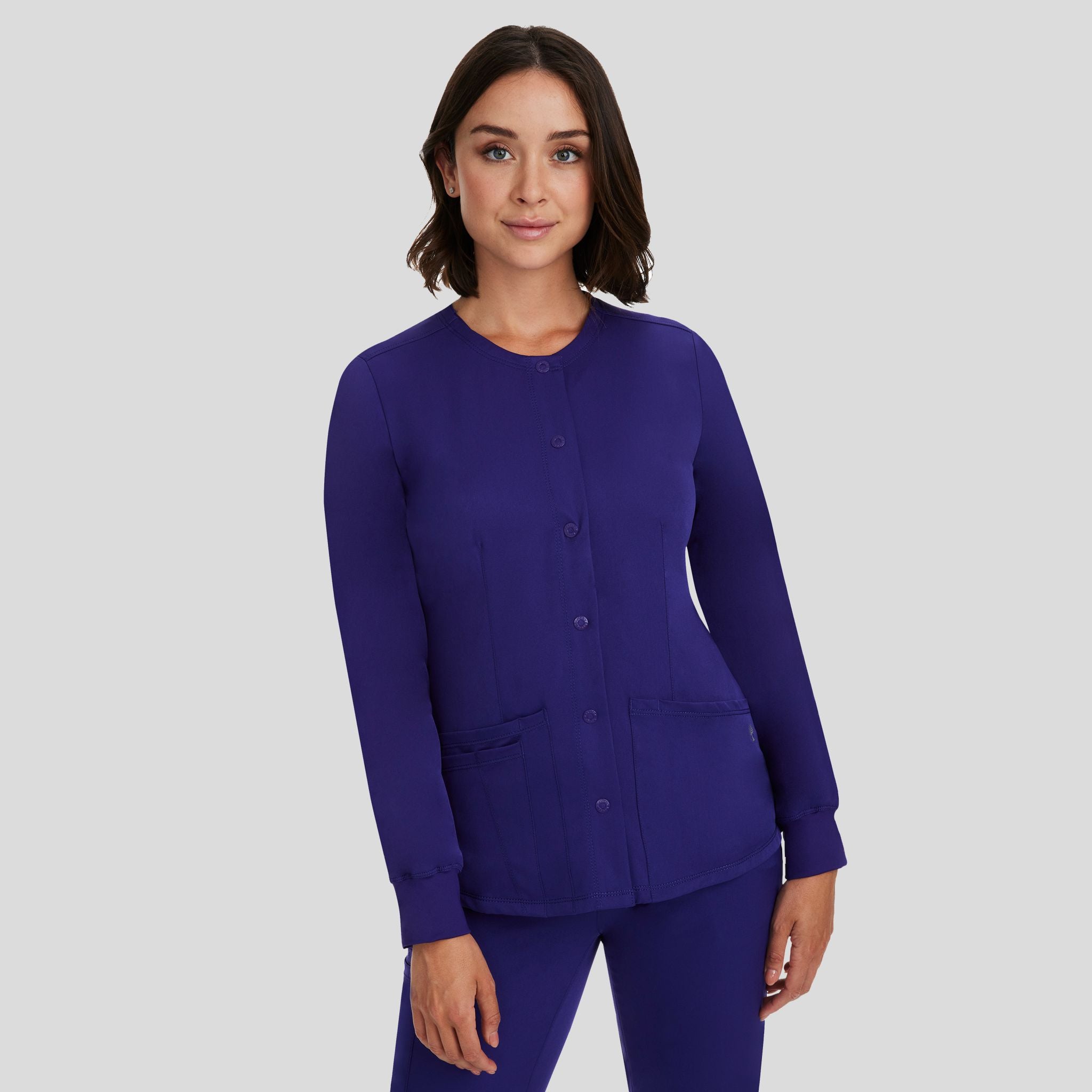 Women's Megan Button Front Solid Scrub Jacket