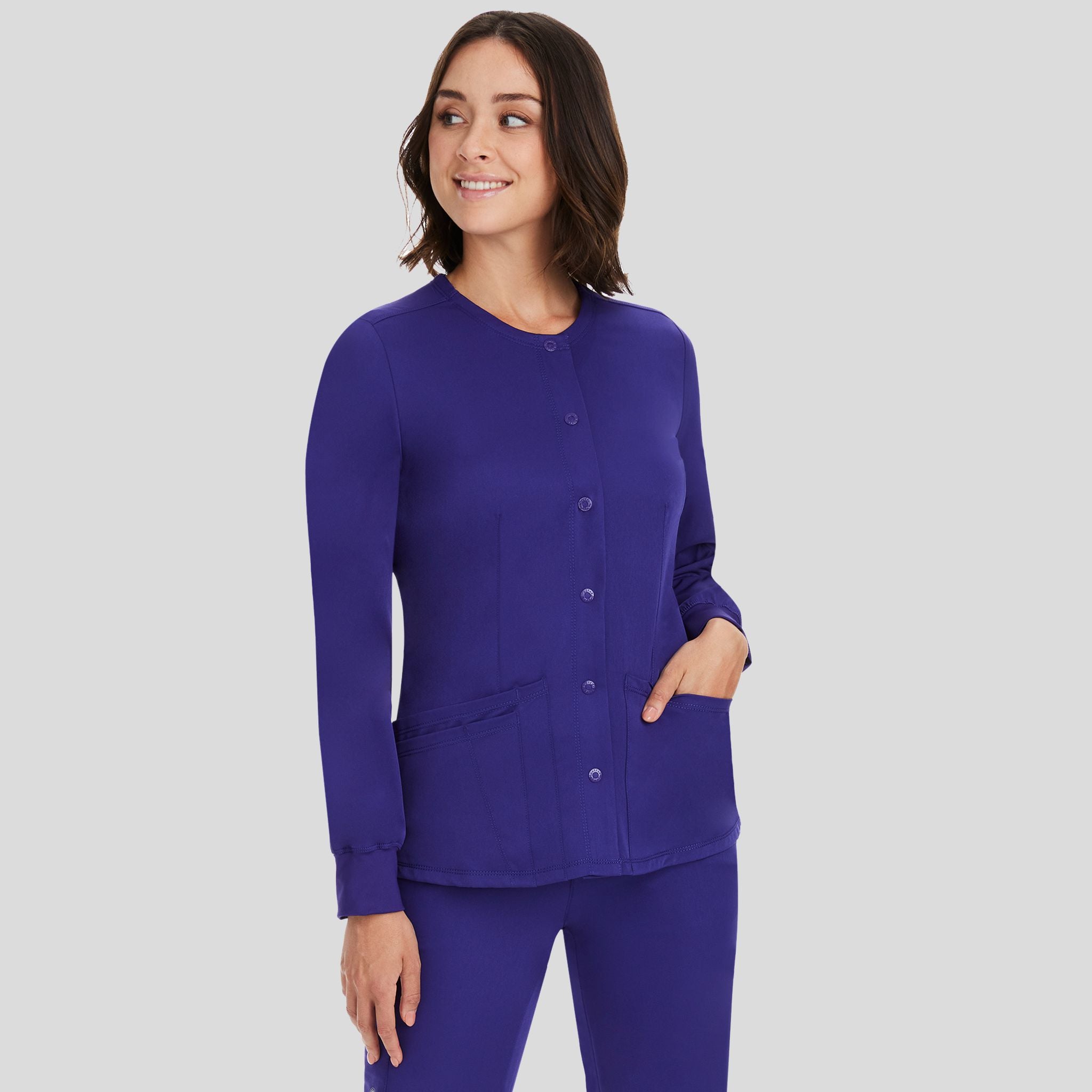 Women's Megan Button Front Solid Scrub Jacket