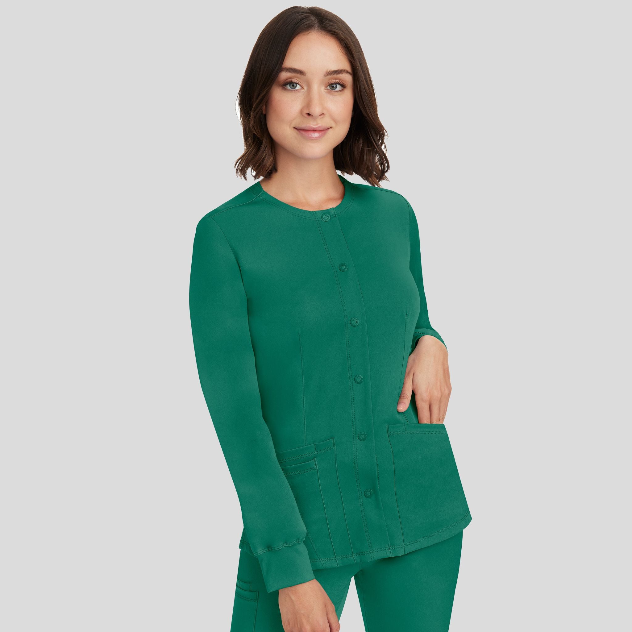 Women's Megan Button Front Solid Scrub Jacket