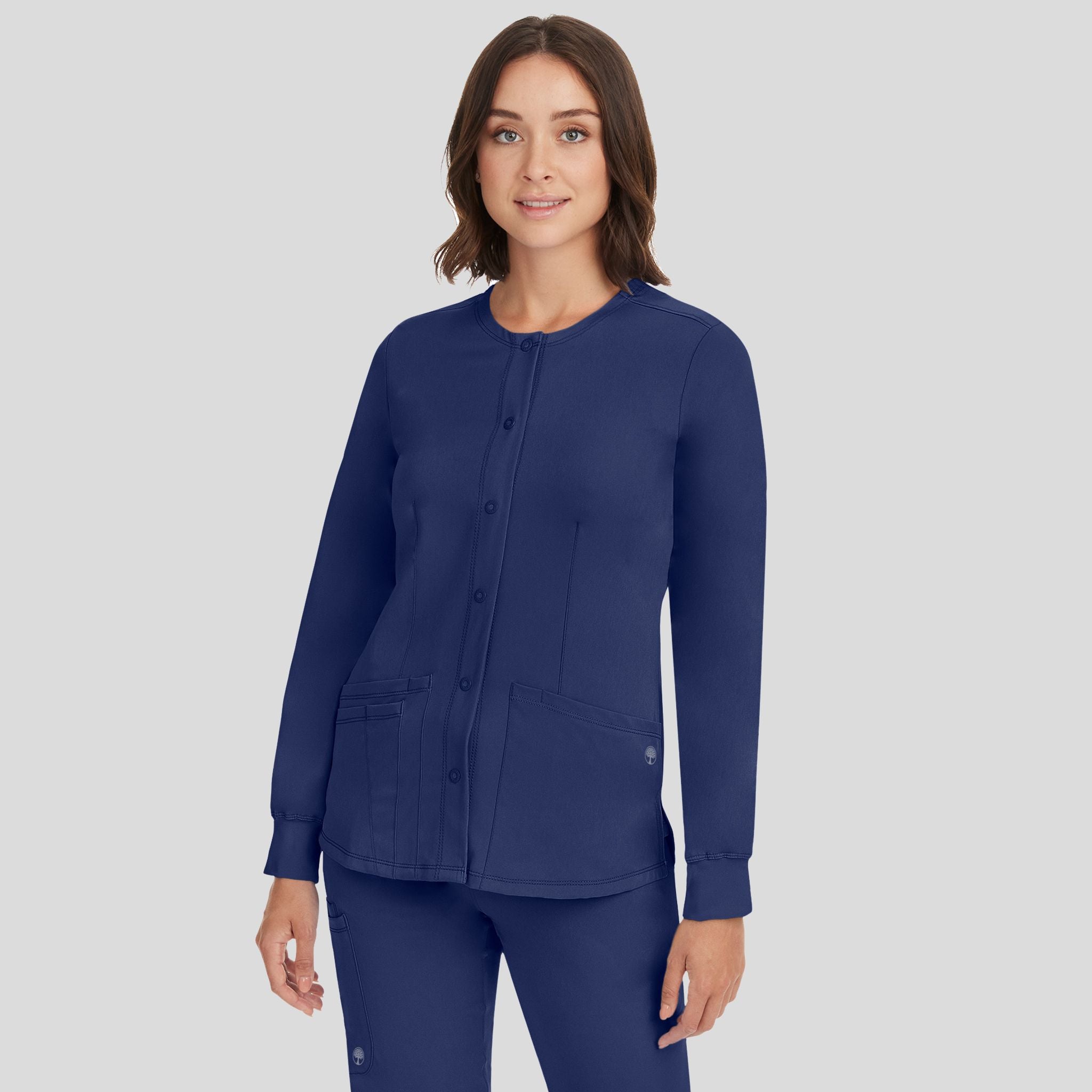 Women's Megan Button Front Solid Scrub Jacket