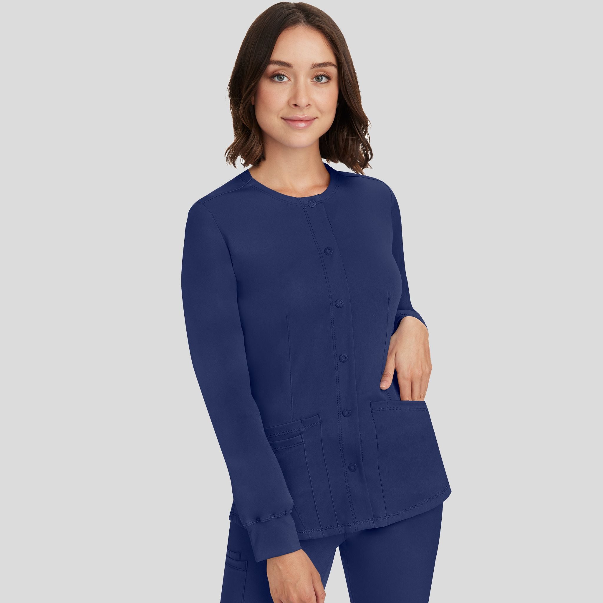 Women's Megan Button Front Solid Scrub Jacket