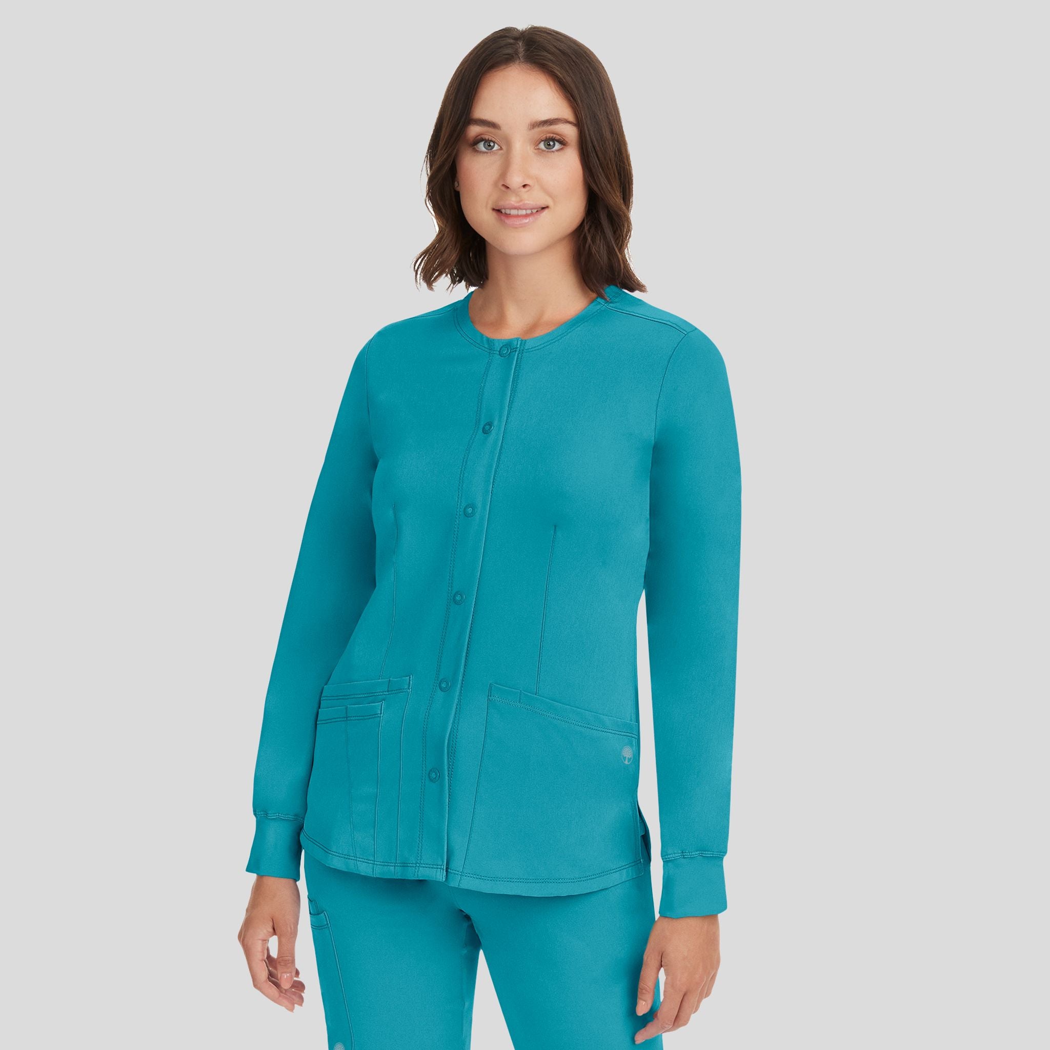 Women's Megan Button Front Solid Scrub Jacket