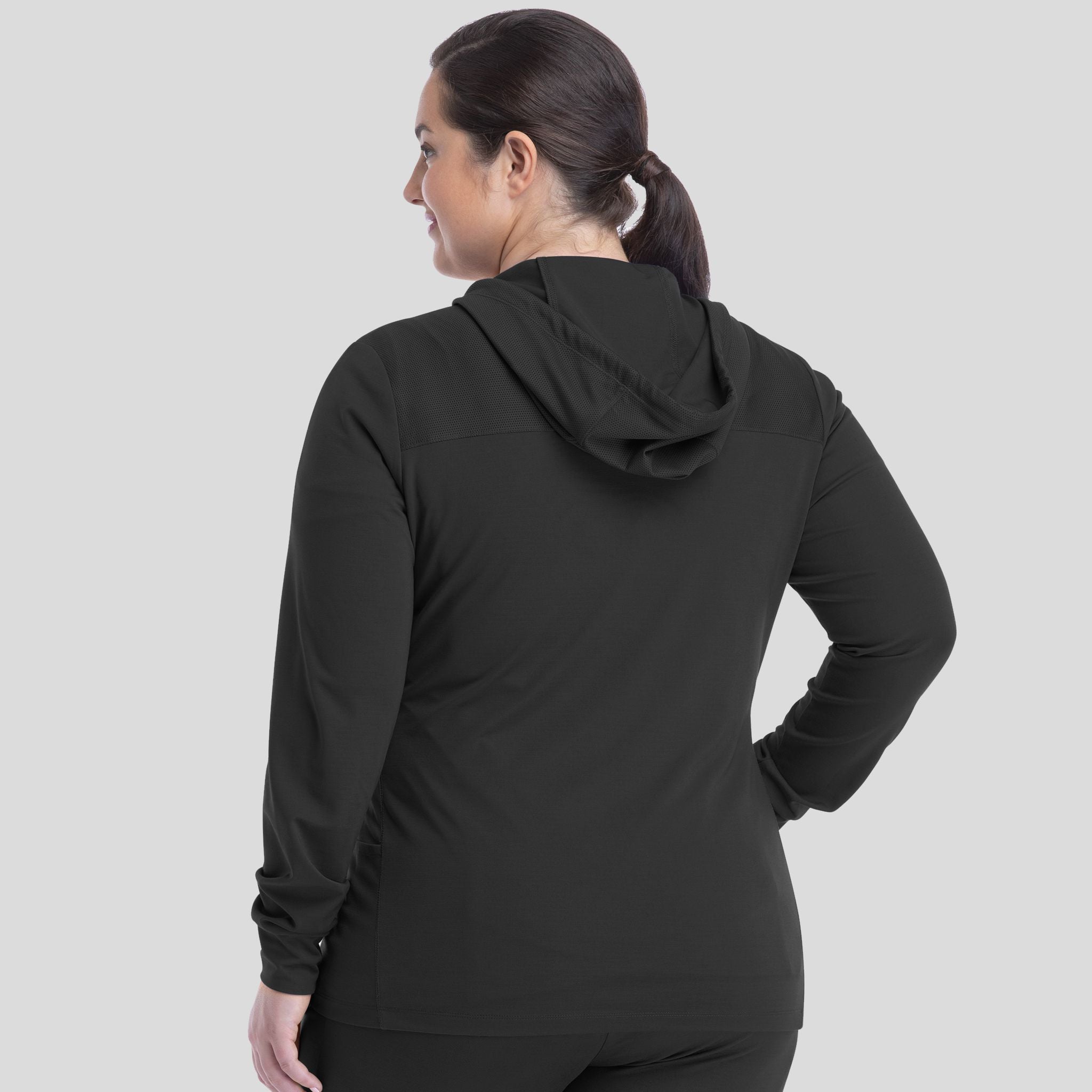 Women's Hooded Zip Front Jacket | Black