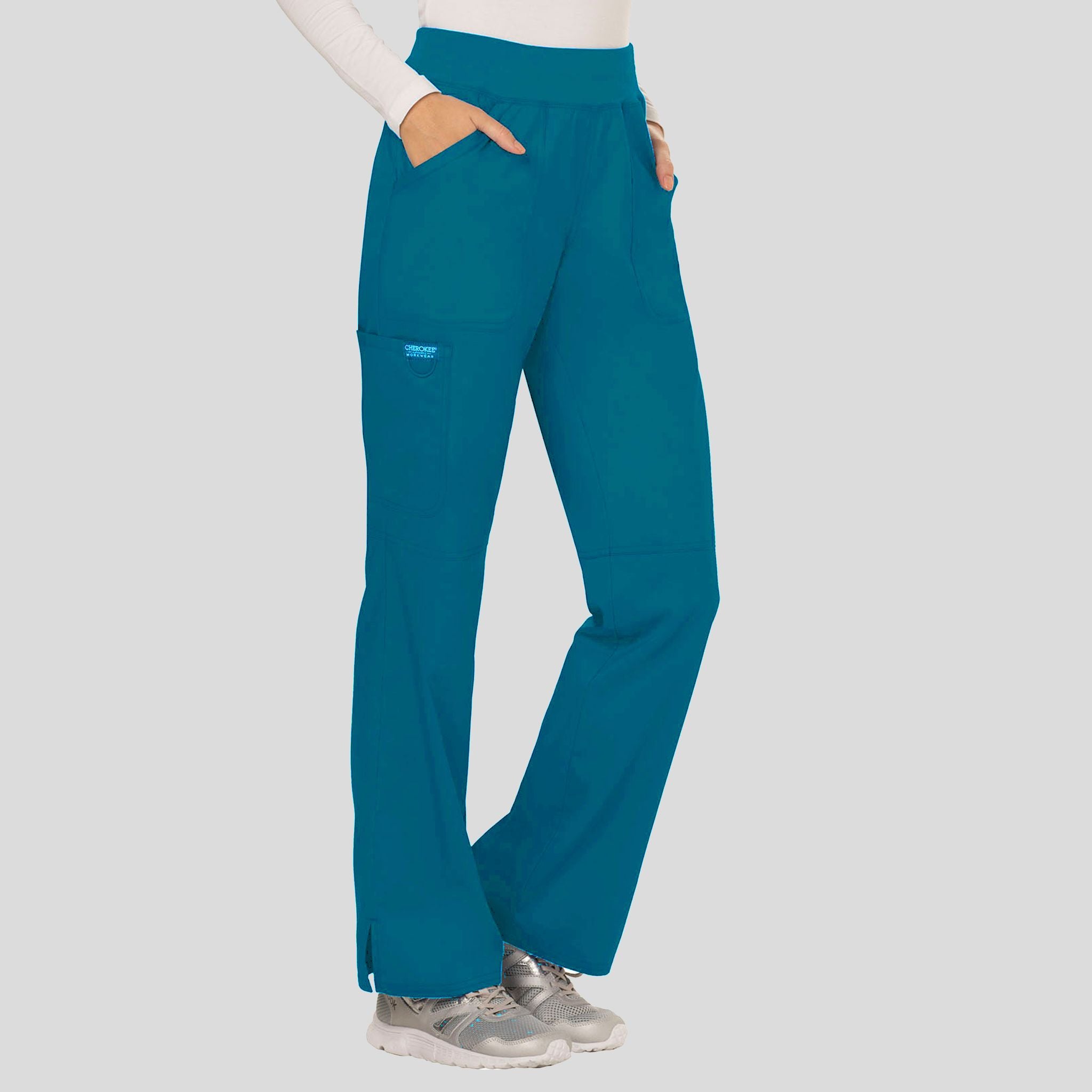 Women's Elastic Waistband Cargo Pull-On Scrub Pant