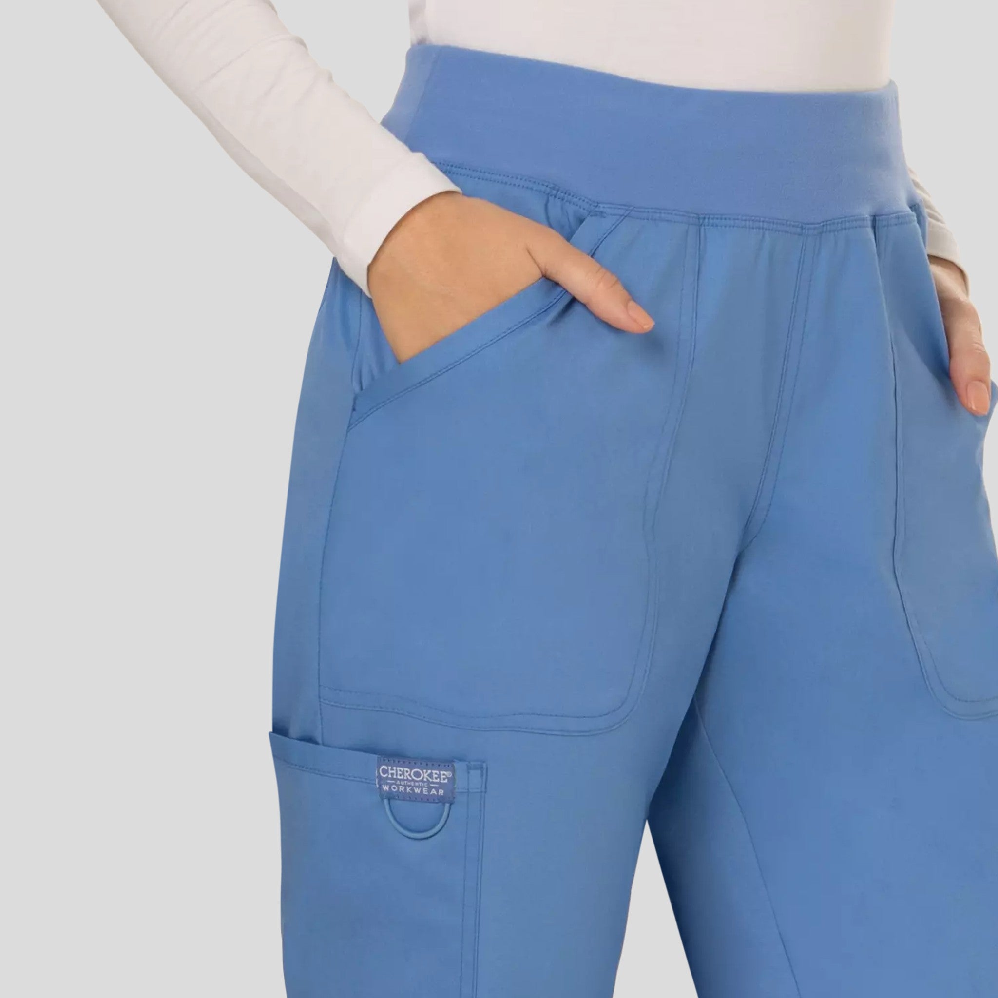 Women's Elastic Waistband Cargo Pull-On Scrub Pant