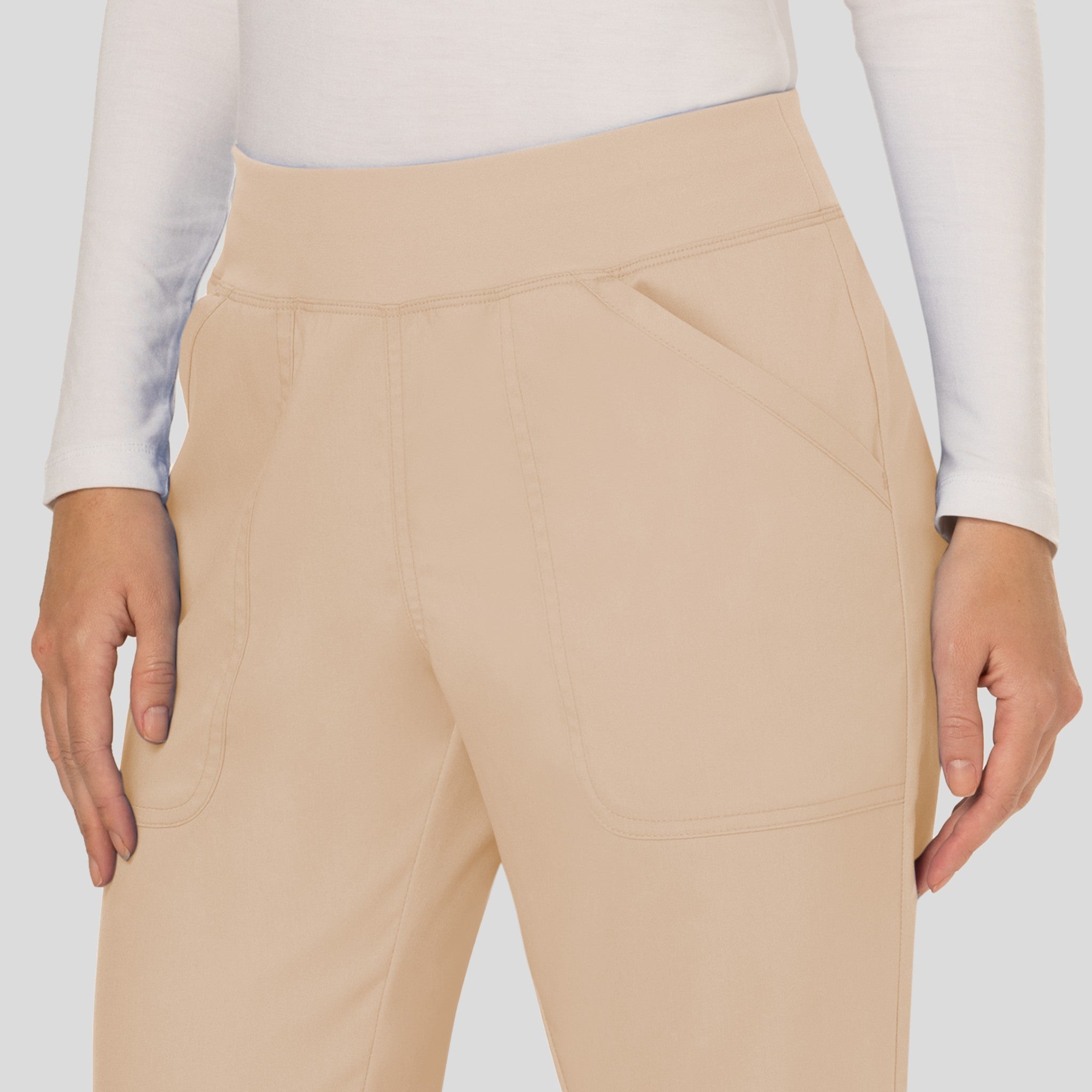 Women's Elastic Waistband Cargo Pull-On Scrub Pant