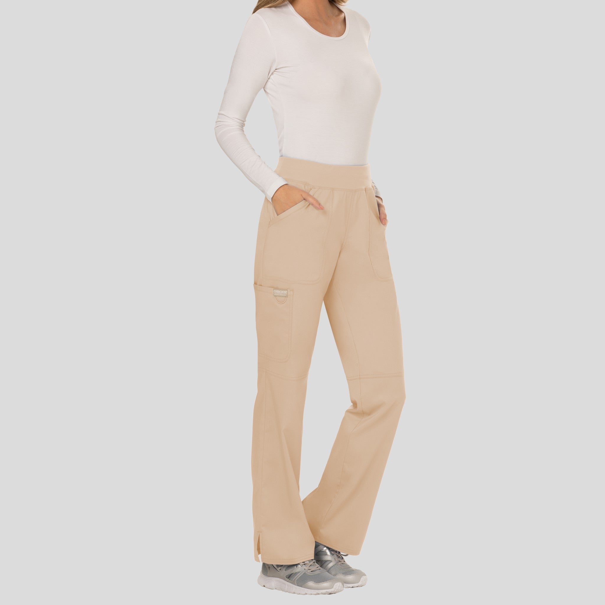 Women's Elastic Waistband Cargo Pull-On Scrub Pant
