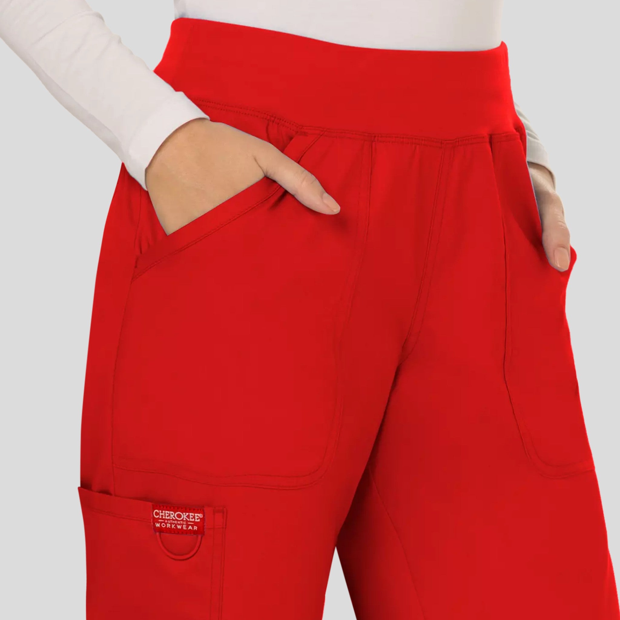 Women's Elastic Waistband Cargo Pull-On Scrub Pant