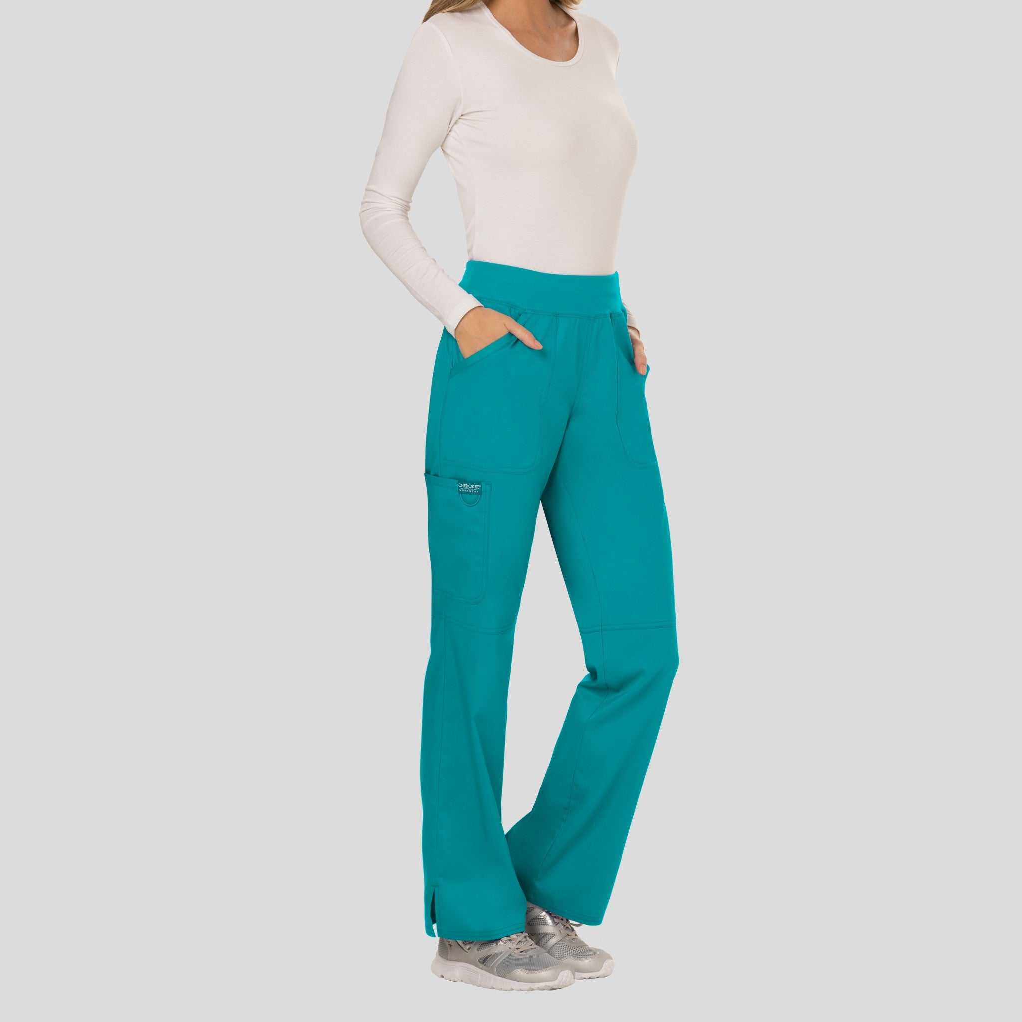 Women's Elastic Waistband Cargo Pull-On Scrub Pant