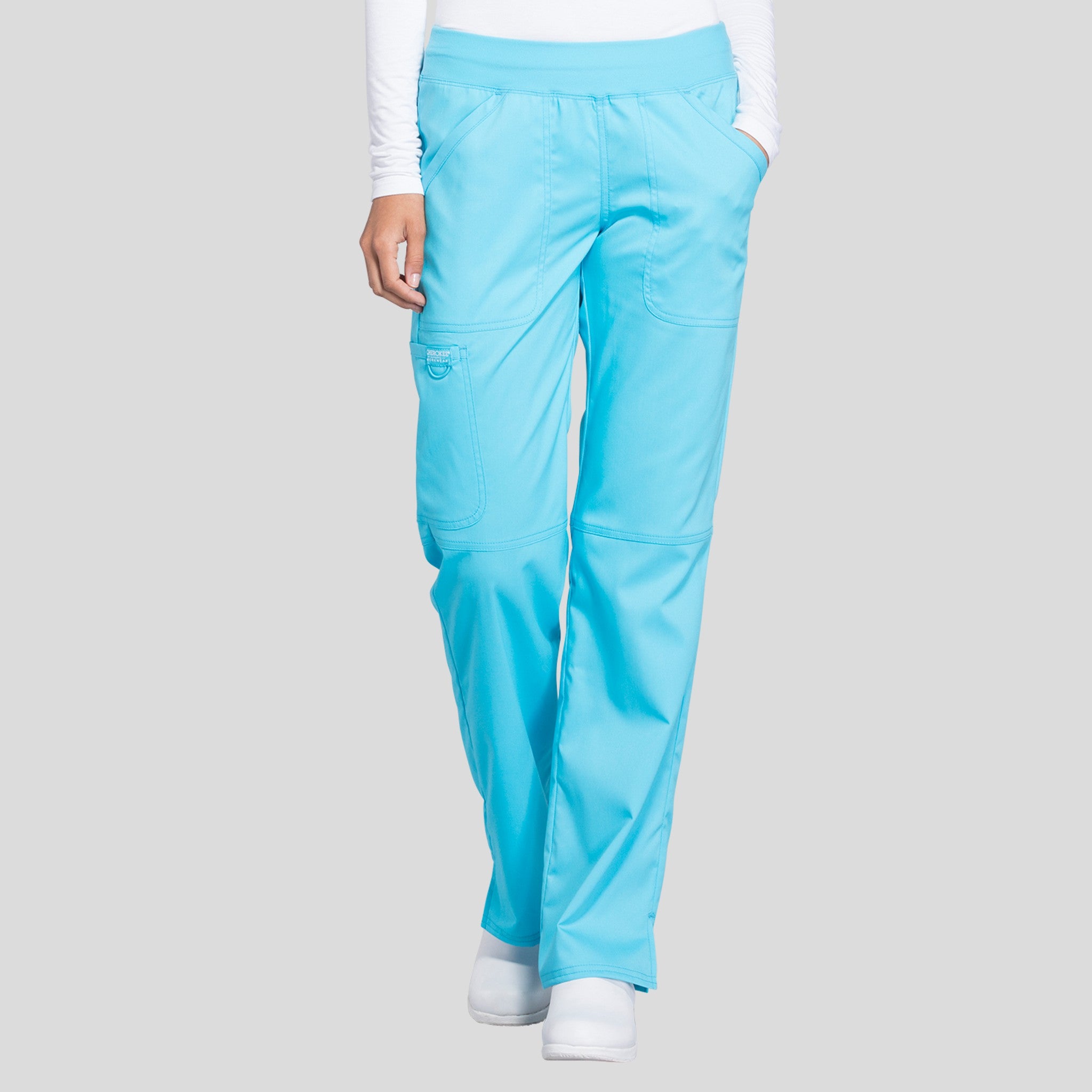 Women's Elastic Waistband Cargo Pull-On Scrub Pant