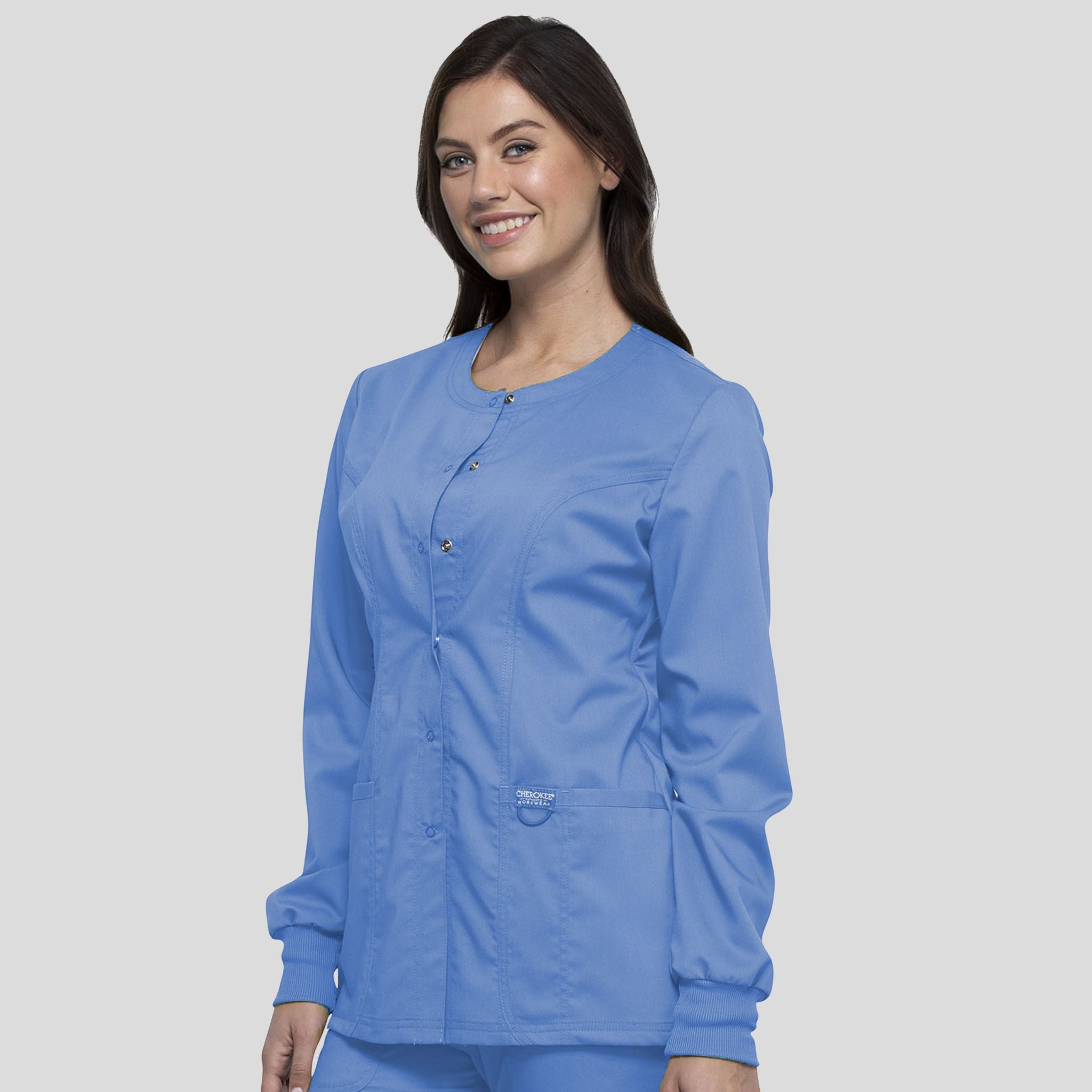Women's Snap Front Solid Scrub Jacket