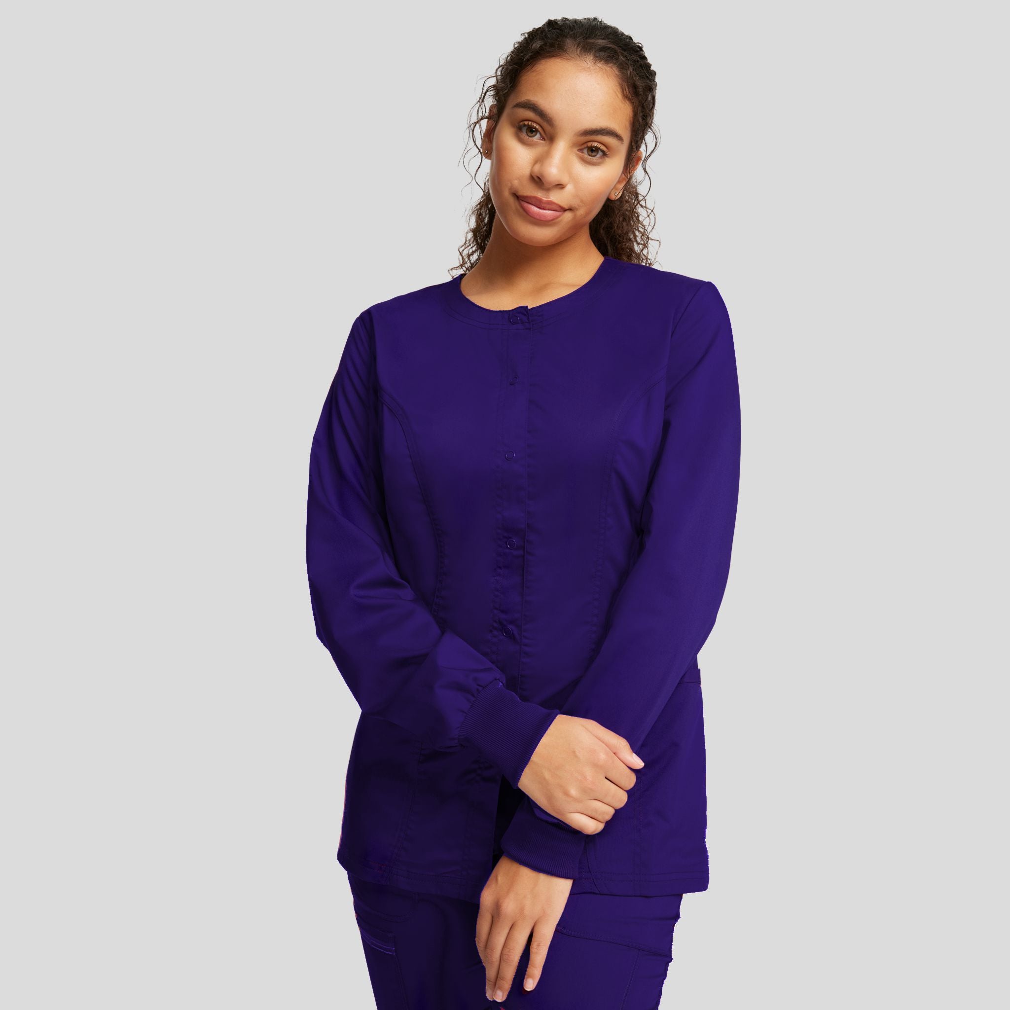 Women's Snap Front Solid Scrub Jacket