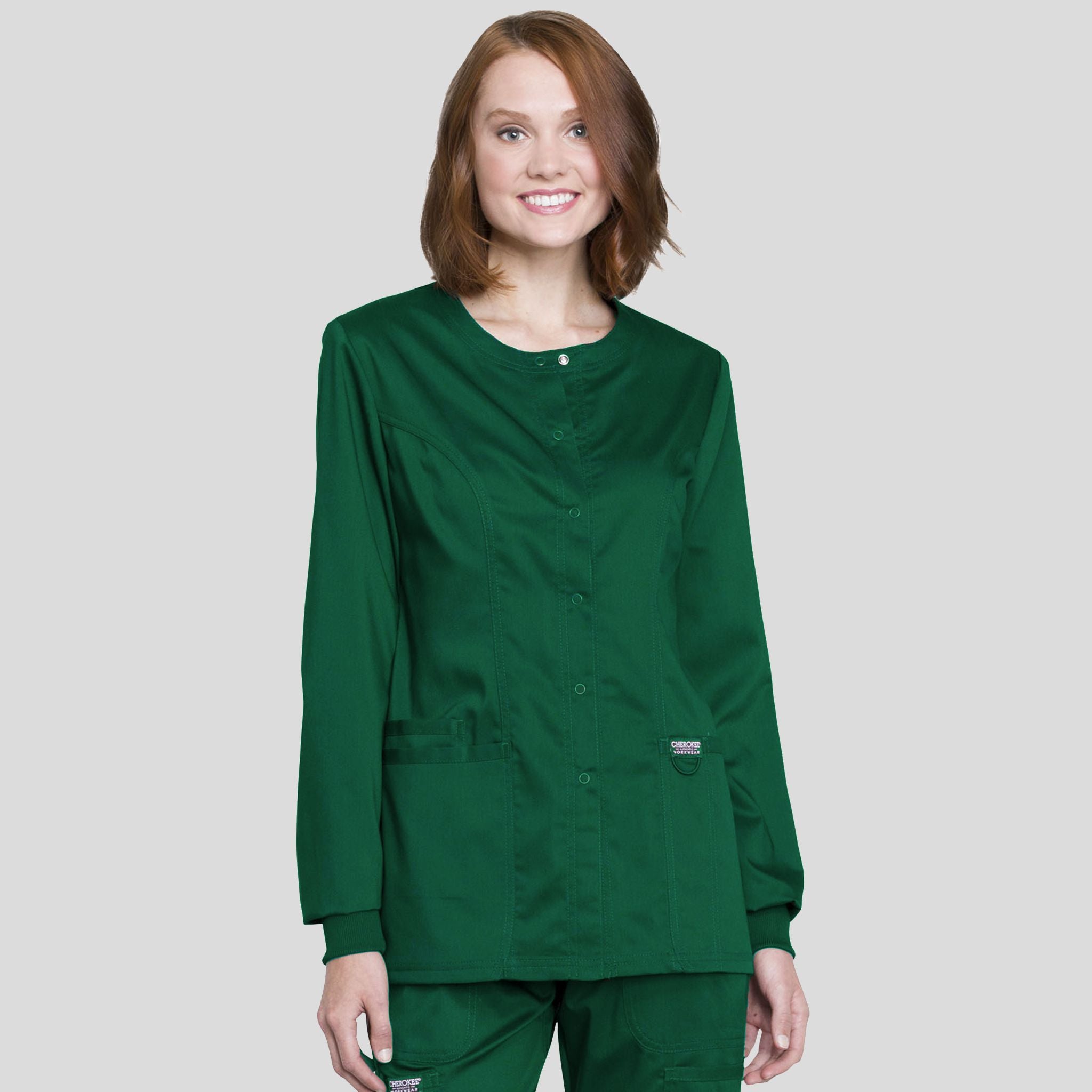 Women's Snap Front Solid Scrub Jacket
