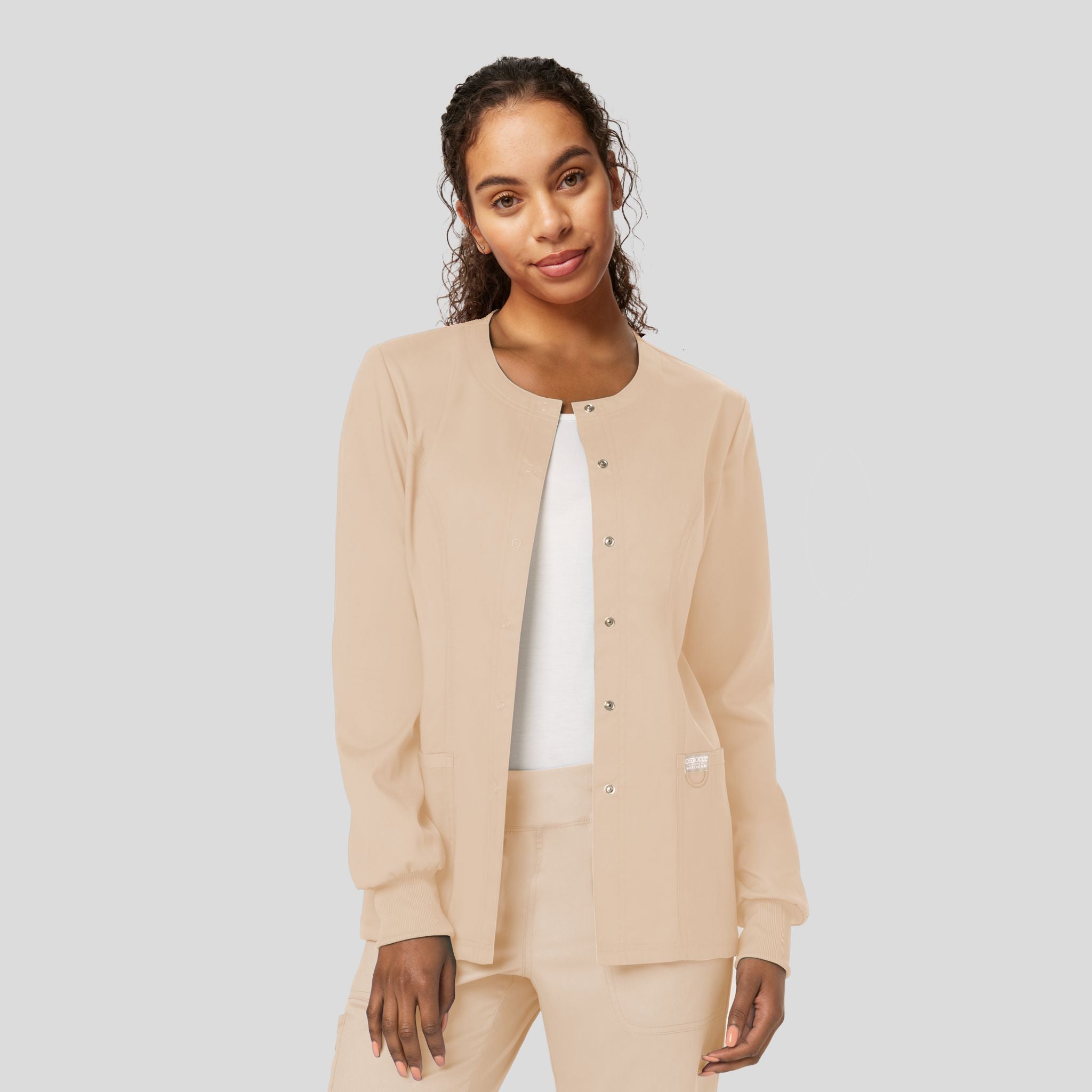 Women's Snap Front Solid Scrub Jacket