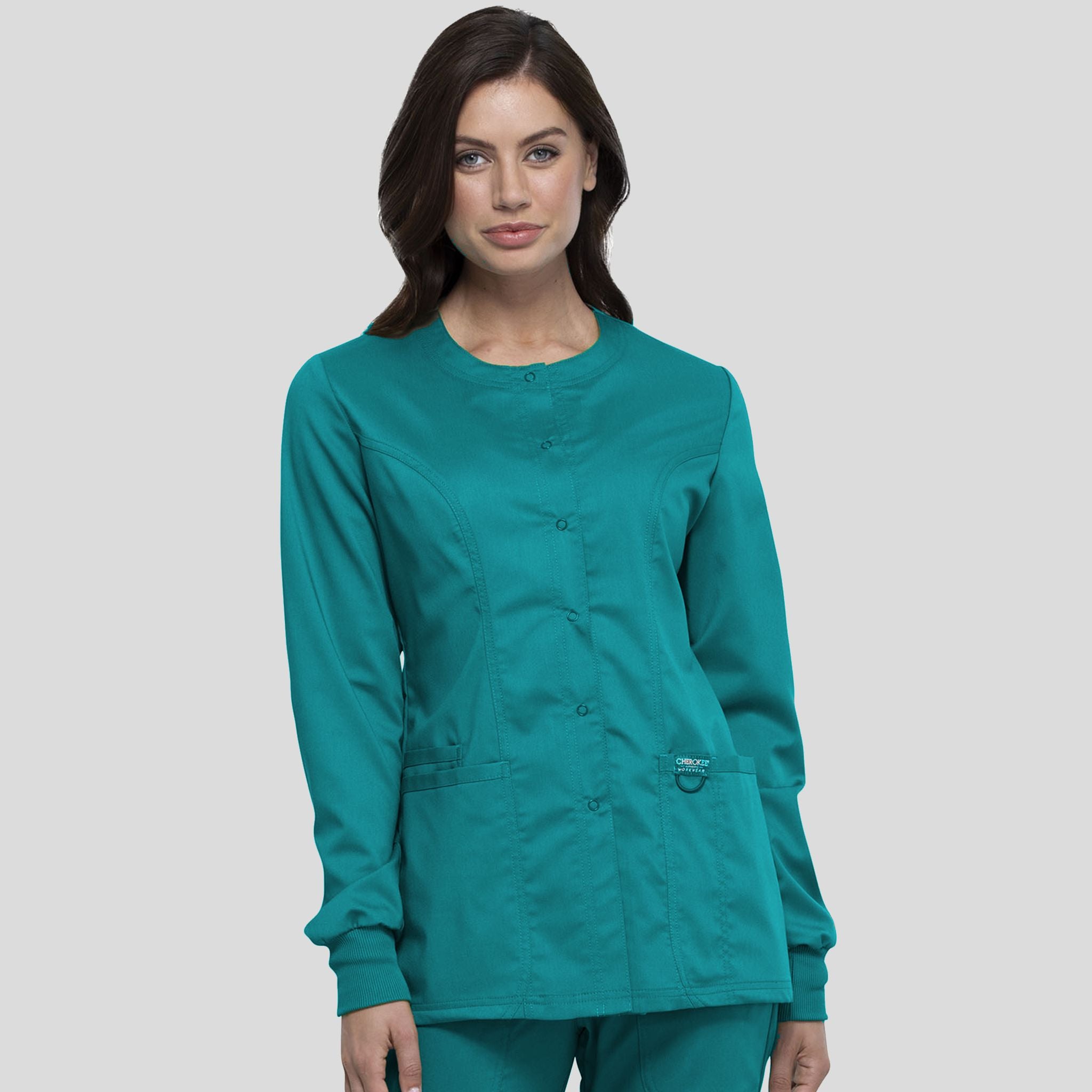 Women's Snap Front Solid Scrub Jacket