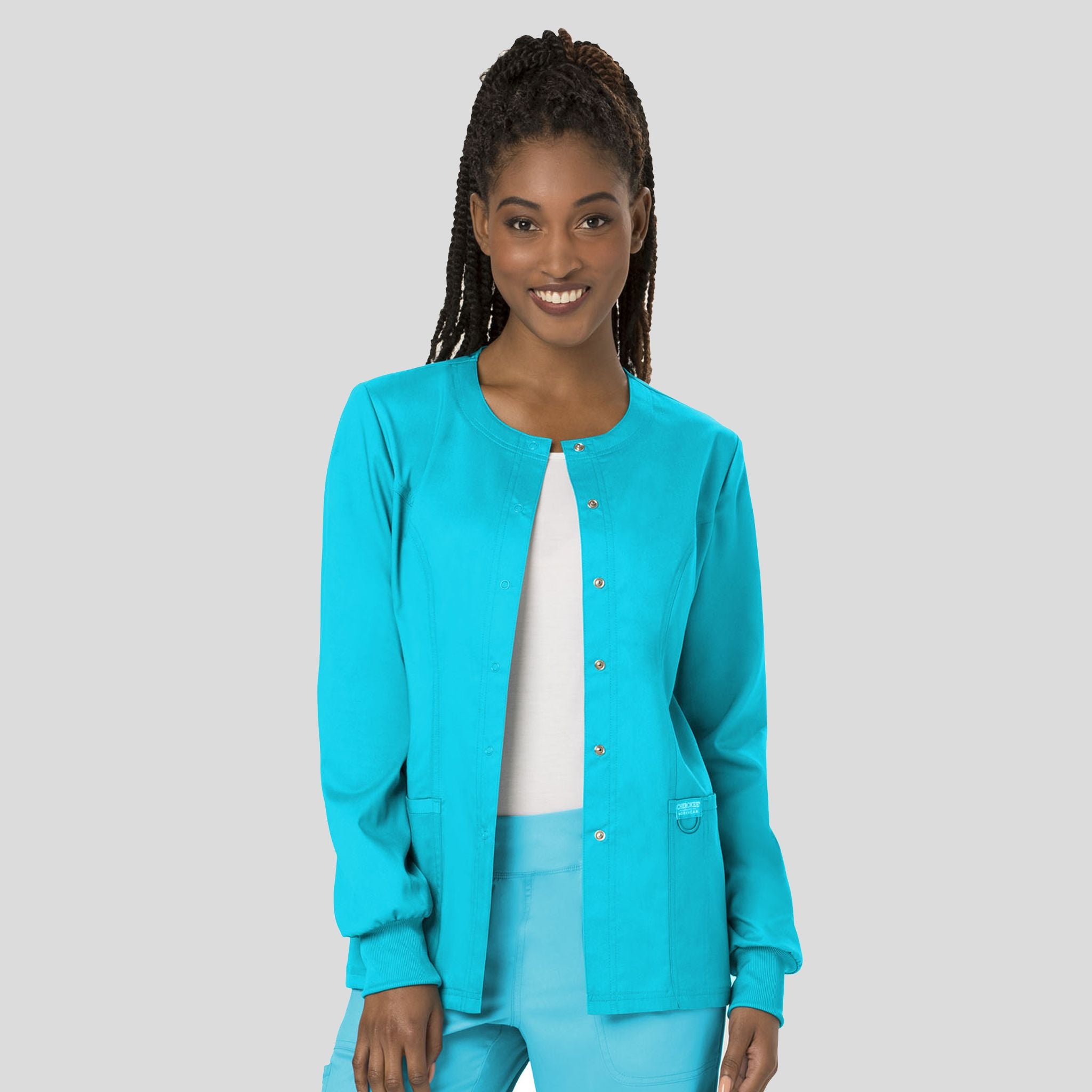 Women's Snap Front Solid Scrub Jacket