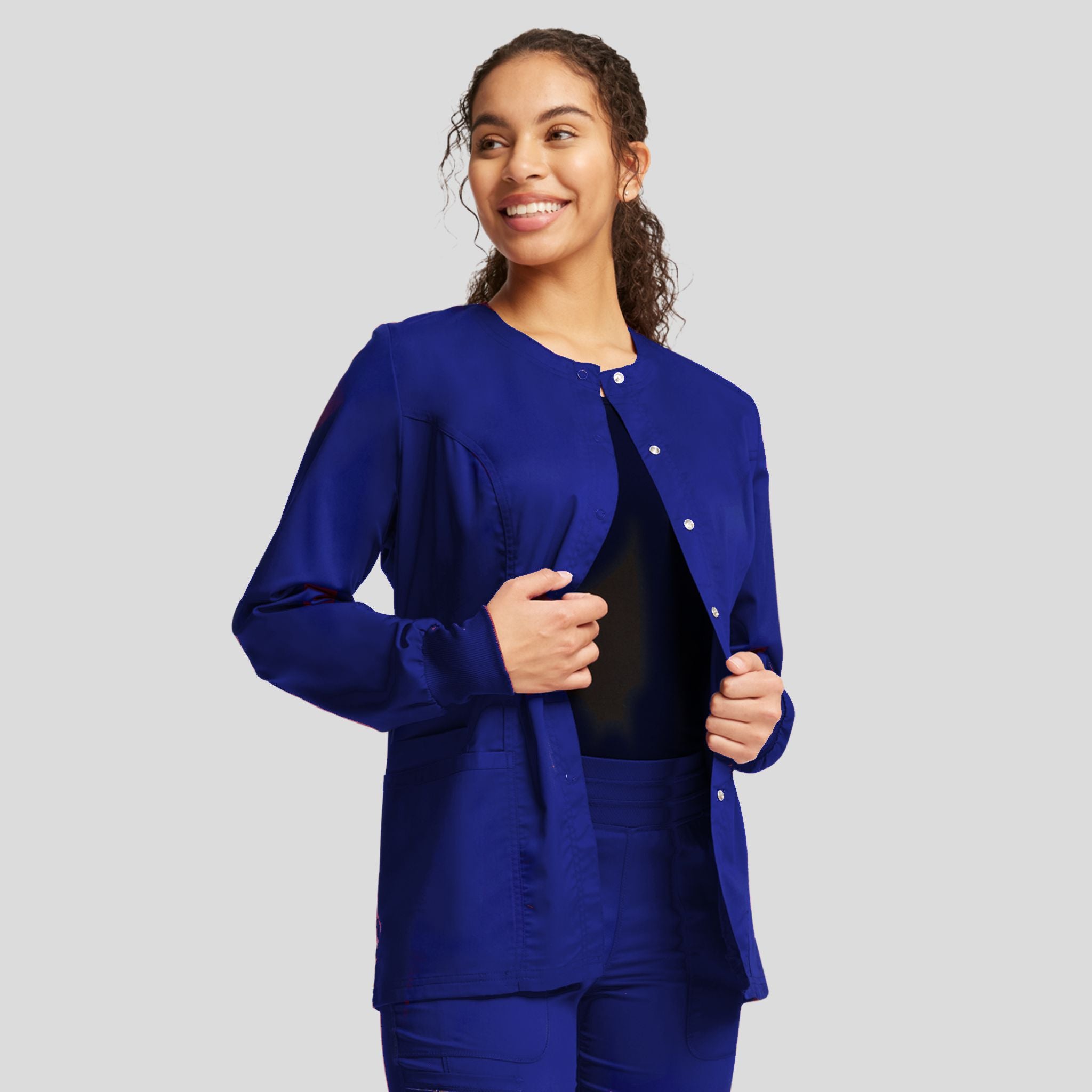 Women's Snap Front Solid Scrub Jacket