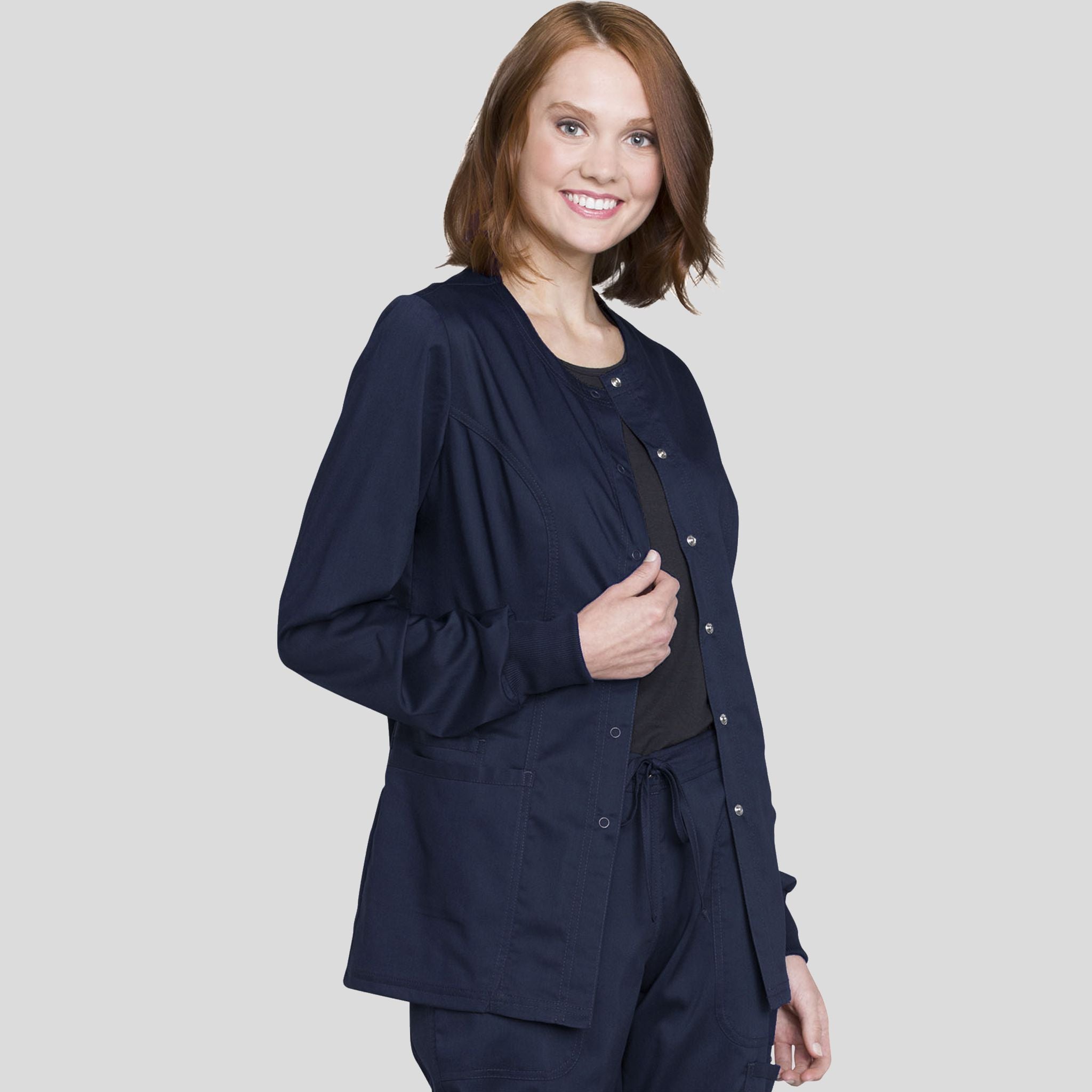 Women's Snap Front Solid Scrub Jacket