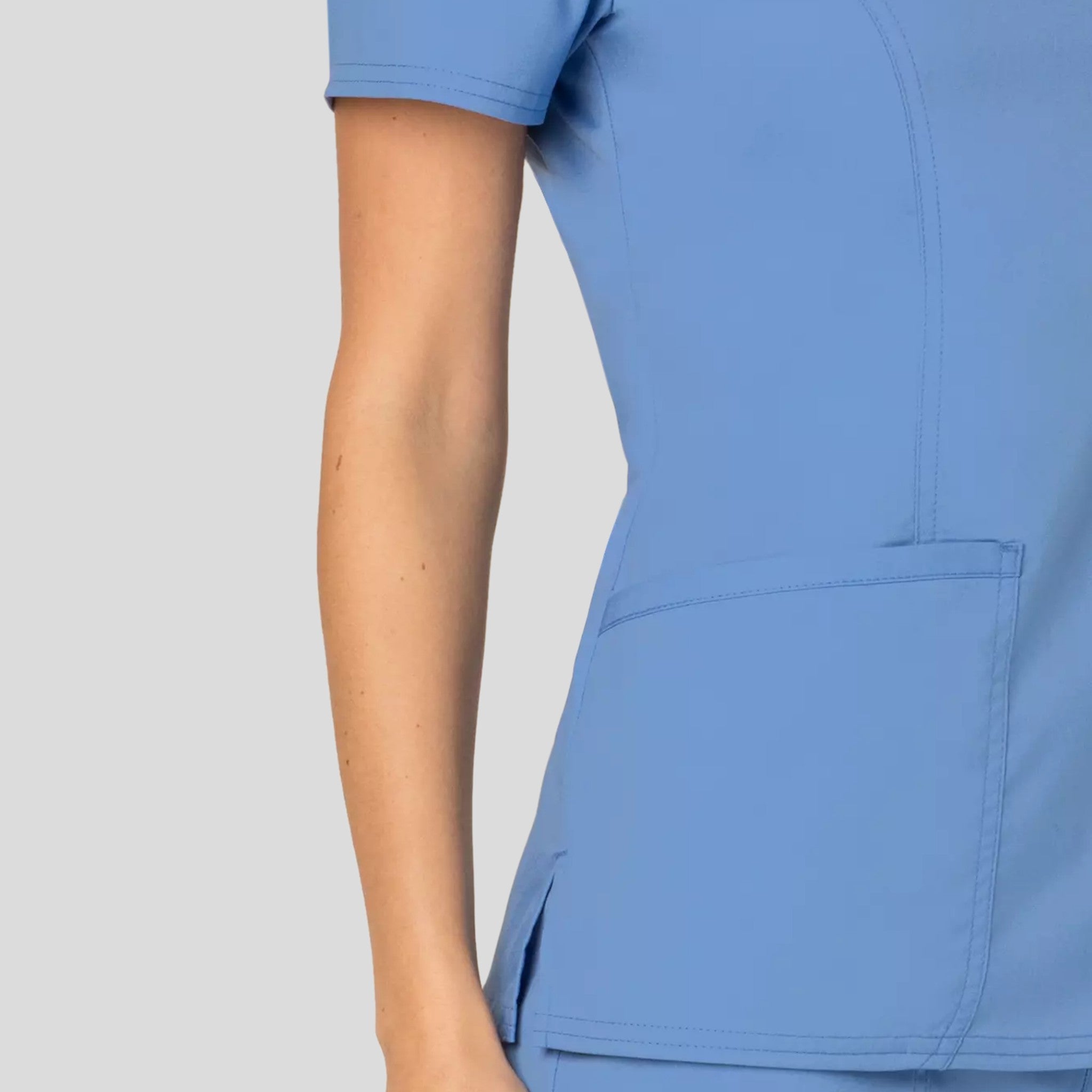 Women's Mock Wrap Solid Scrub Top