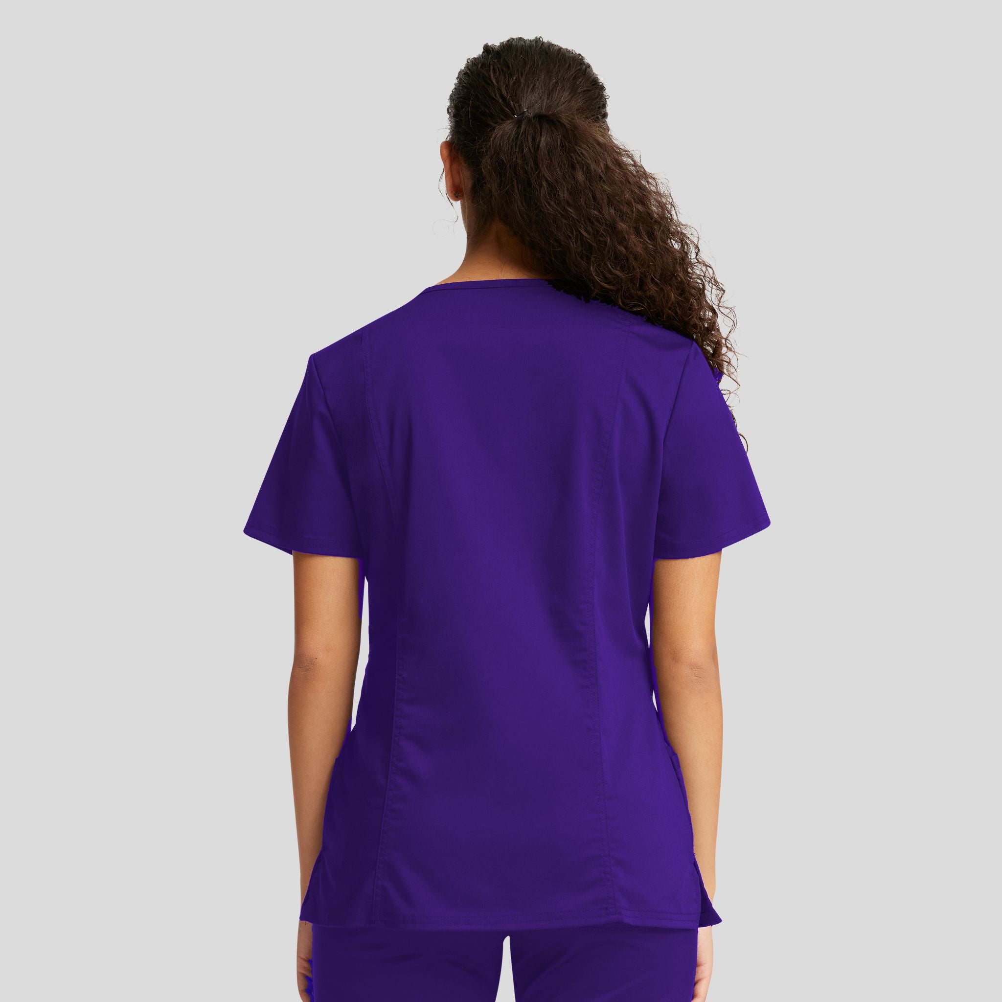 Women's Mock Wrap Solid Scrub Top