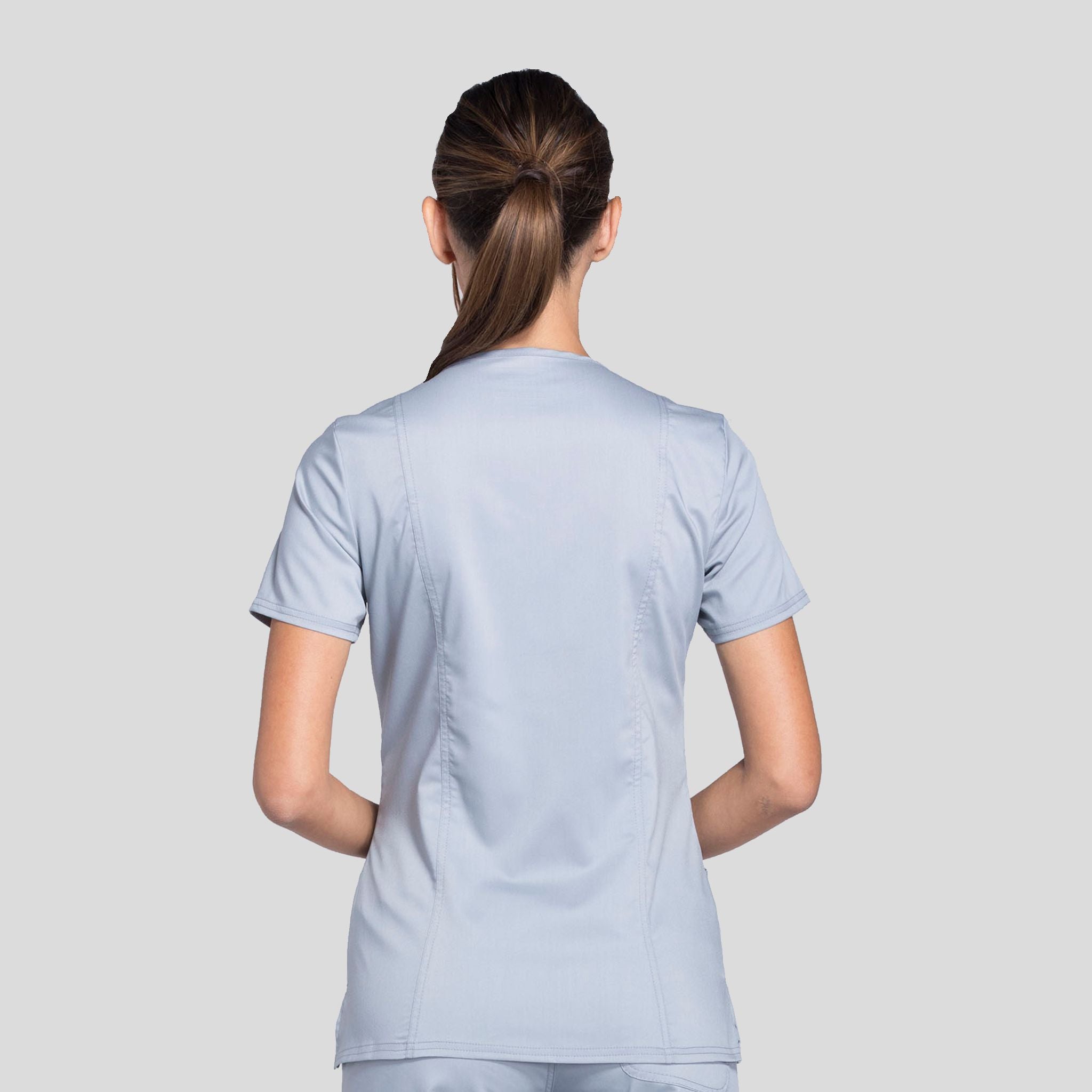 Women's Mock Wrap Solid Scrub Top