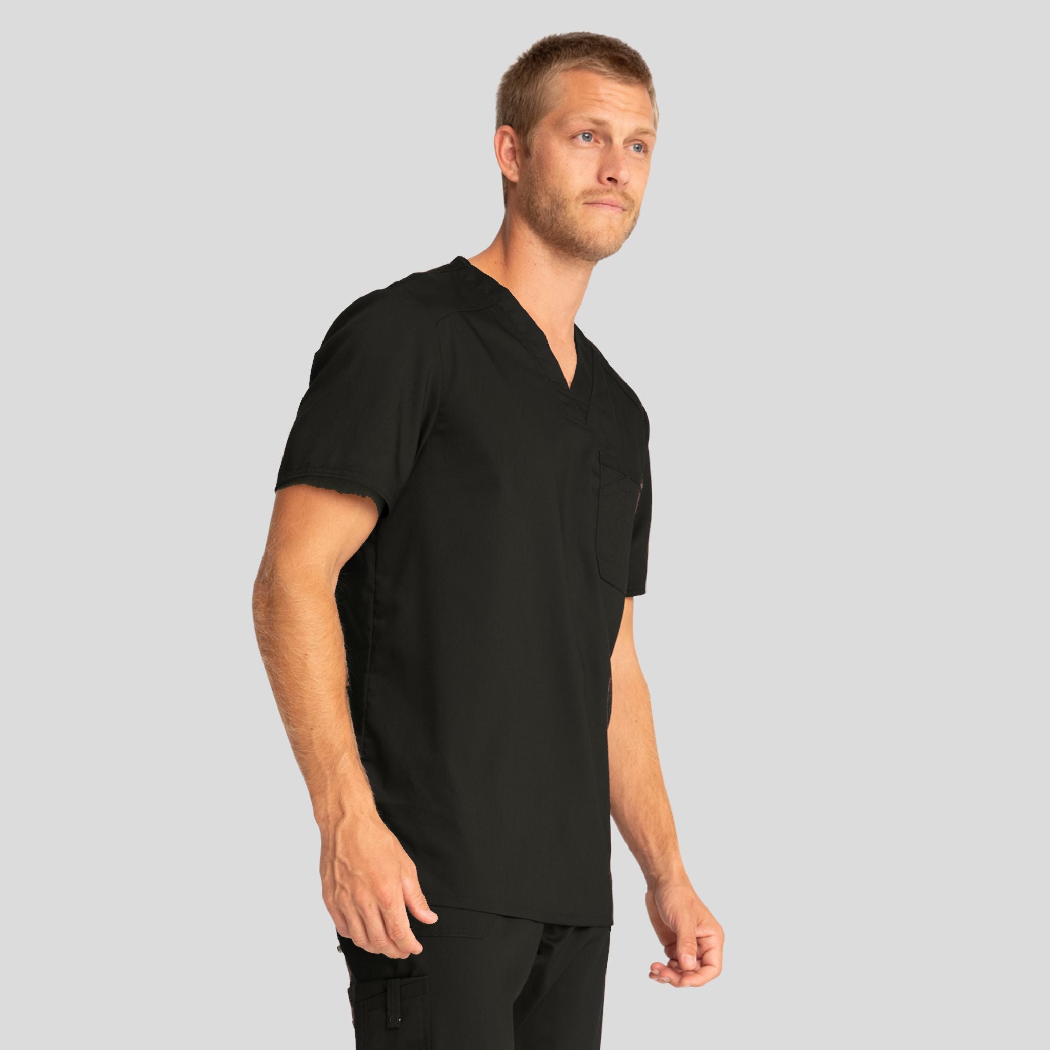 Men's V-Neck Solid Scrub Top